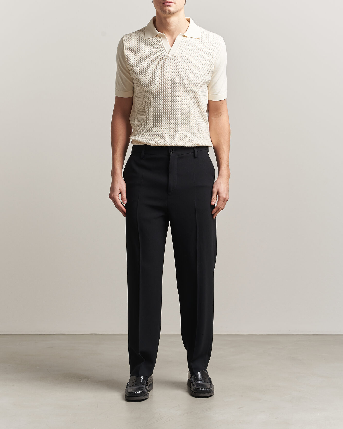 Herre | Polotrøjer | Oscar Jacobson | Alf Structured Cotton Polo Off White