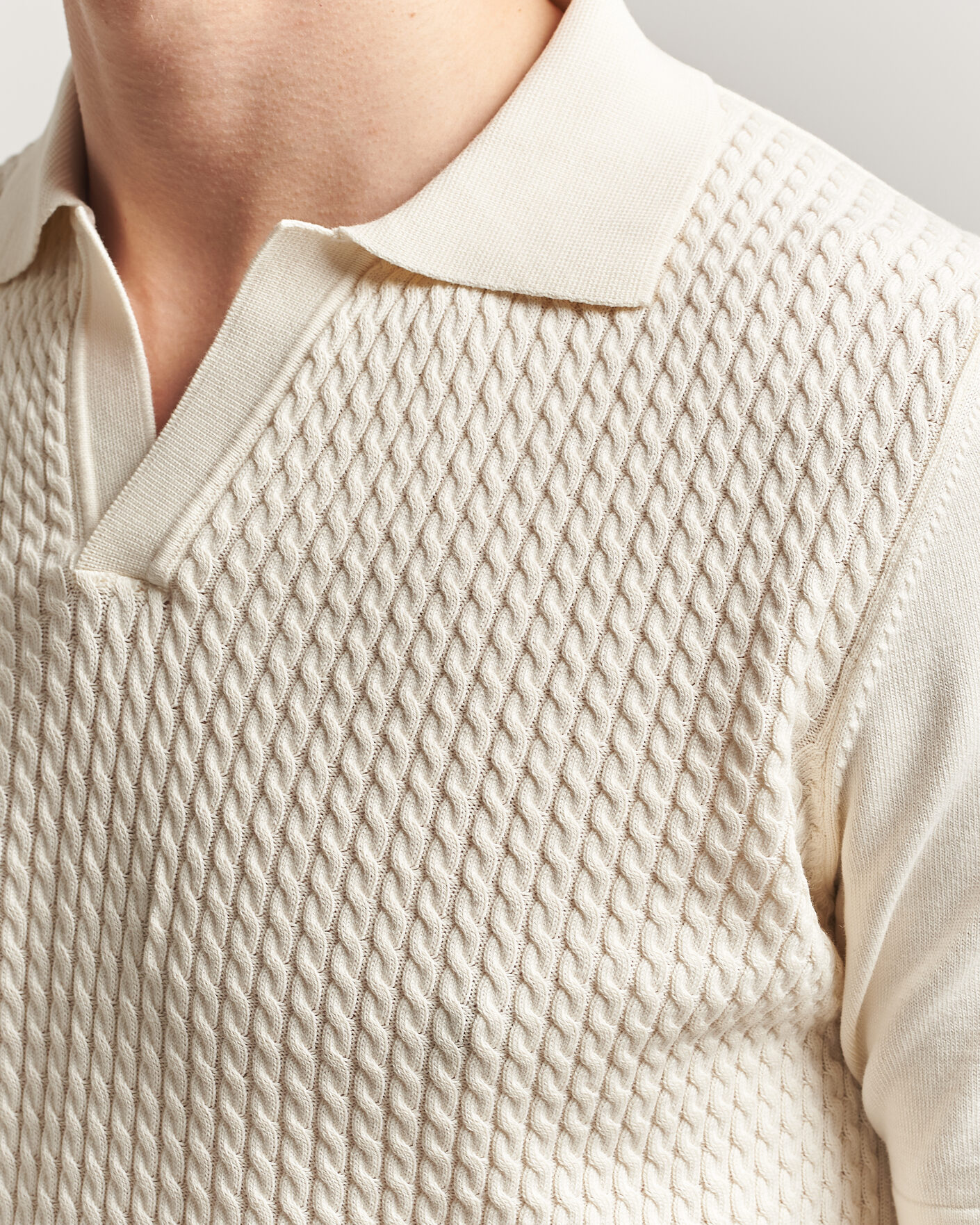 Herre | Polotrøjer | Oscar Jacobson | Alf Structured Cotton Polo Off White