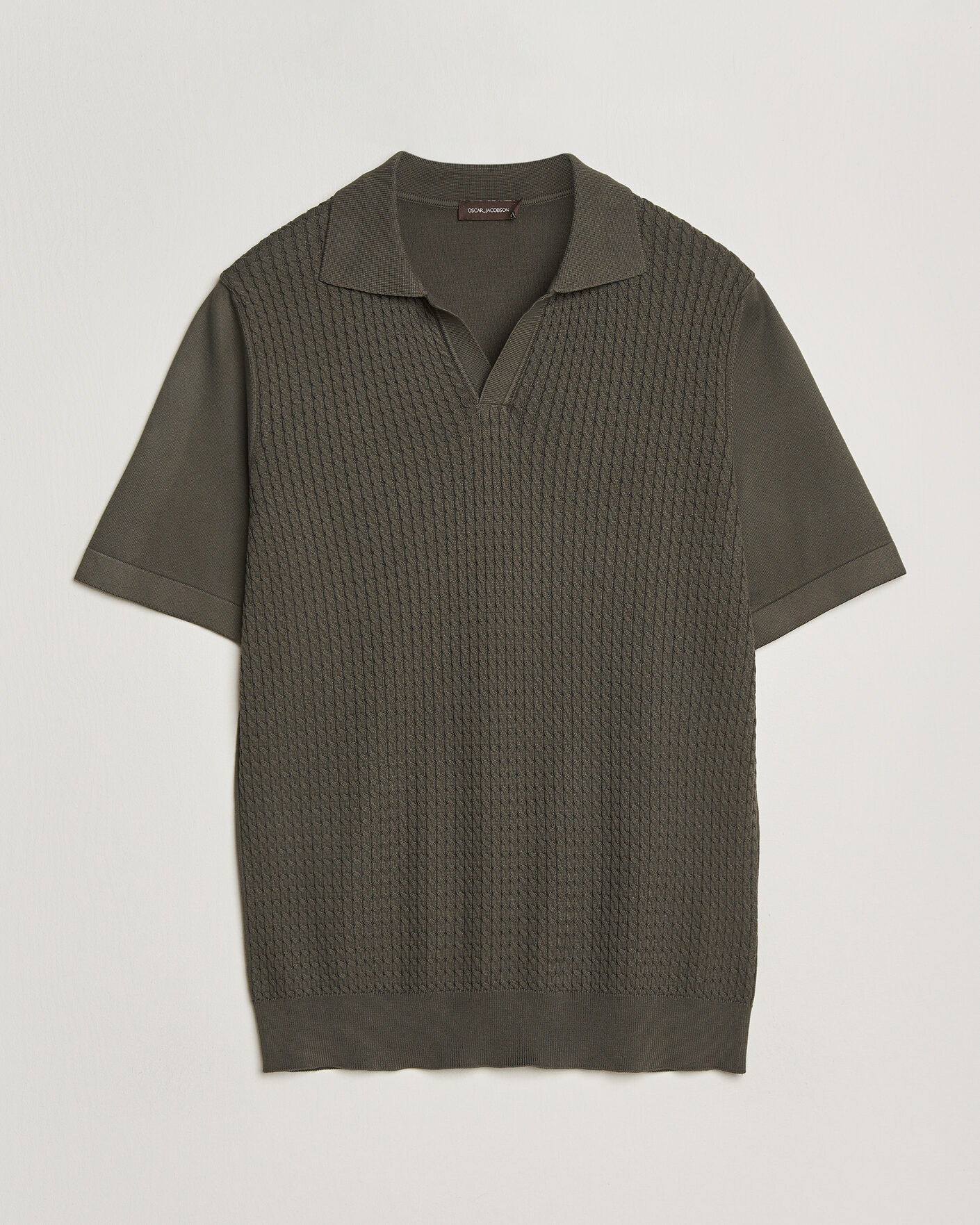 Herre | Polotrøjer | Oscar Jacobson | Alf Structured Cotton Polo Green