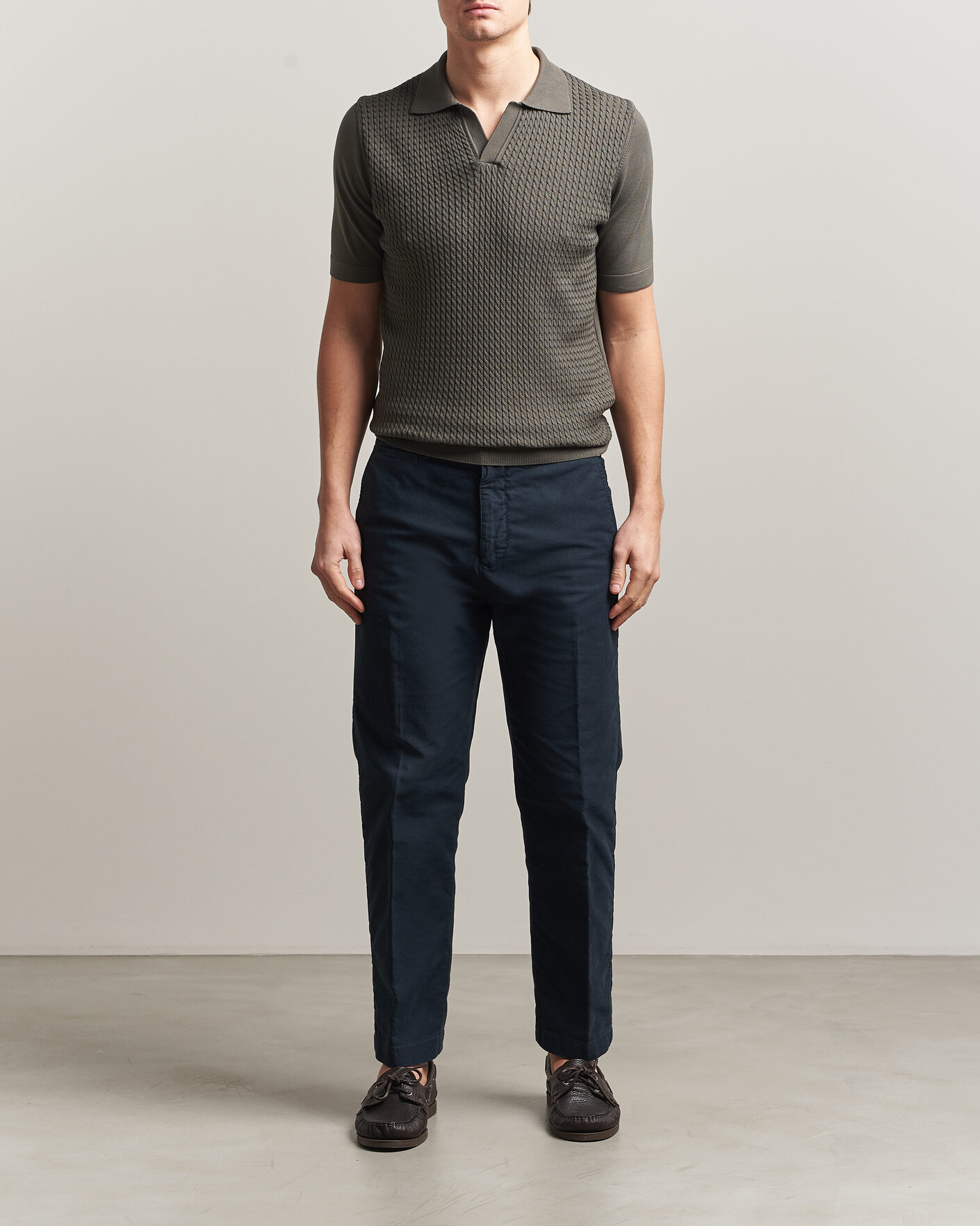 Herre | Polotrøjer | Oscar Jacobson | Alf Structured Cotton Polo Green