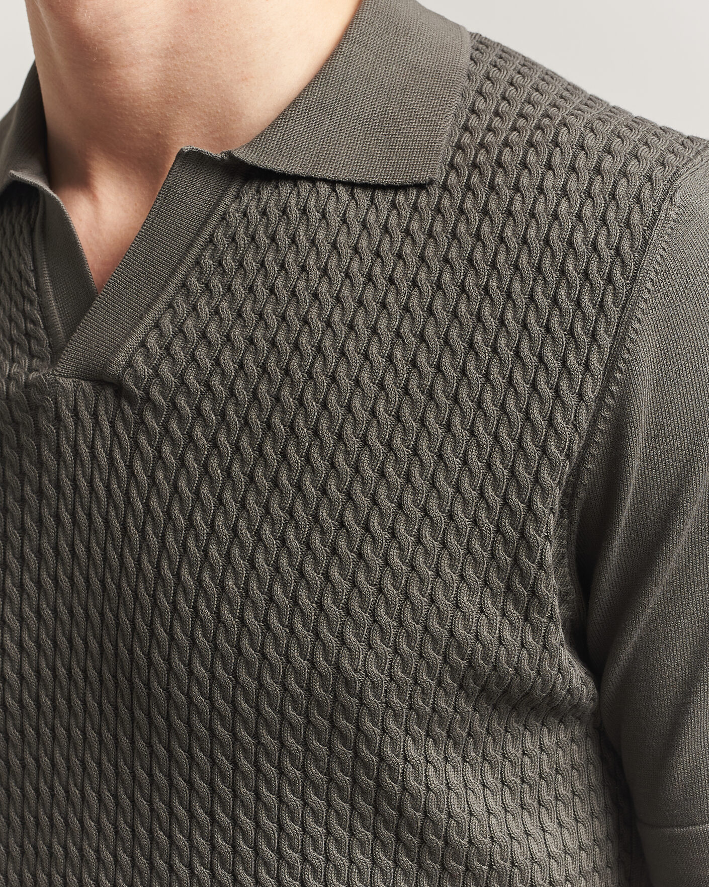 Herre | Polotrøjer | Oscar Jacobson | Alf Structured Cotton Polo Green