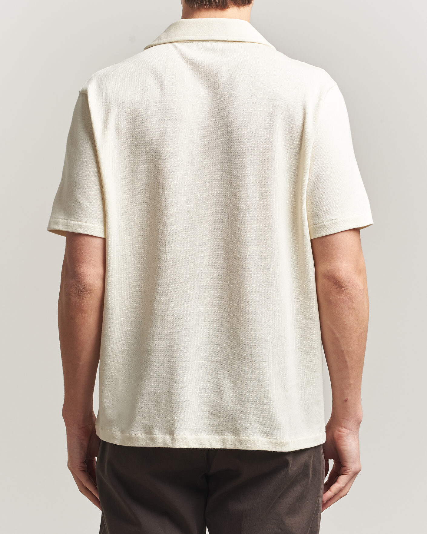 Herre | Skjorter | Oscar Jacobson | Kirk Knitted Short Sleeve Shirt Off White