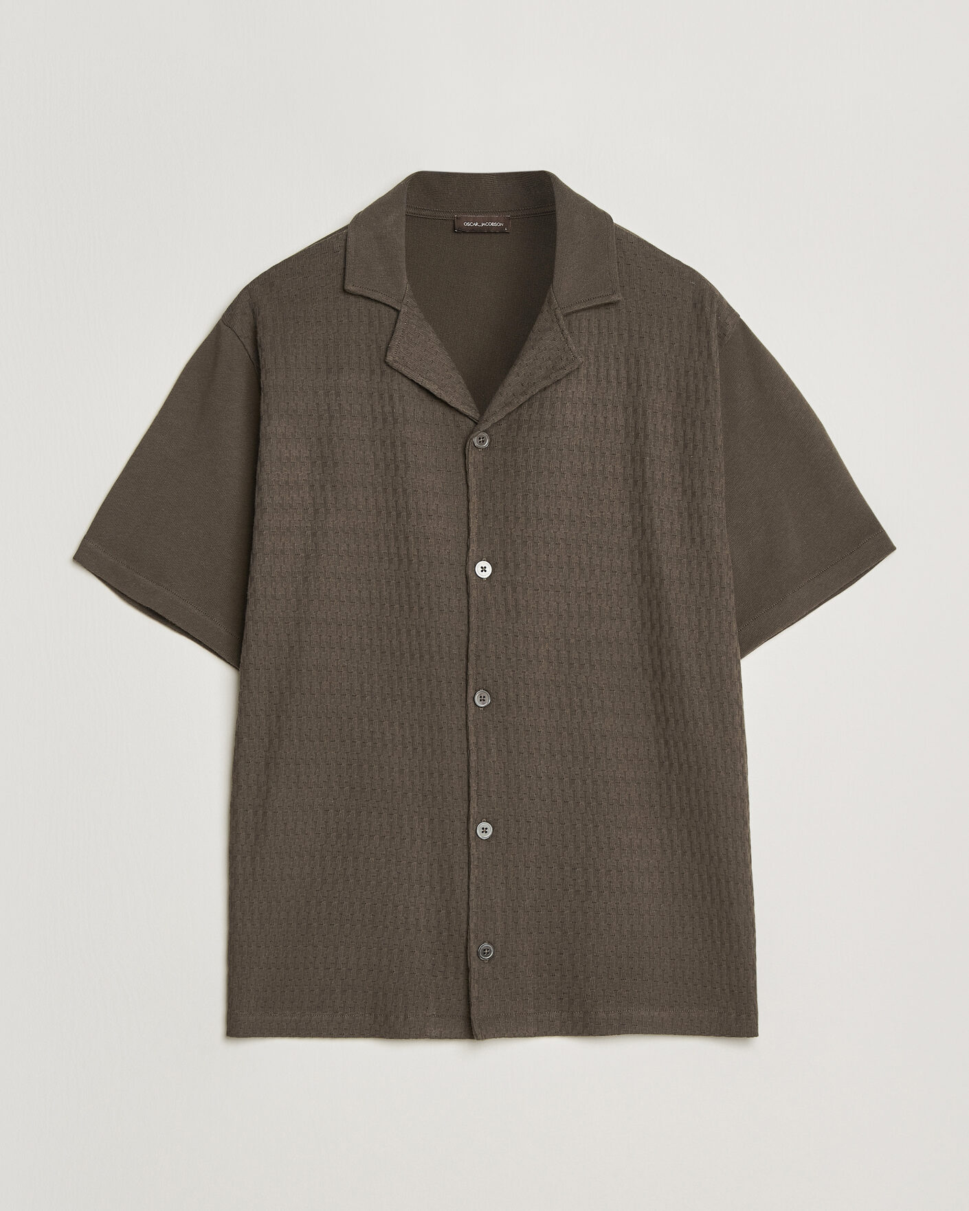 Herre | Skjorter | Oscar Jacobson | Kirk Knitted Short Sleeve Shirt Green