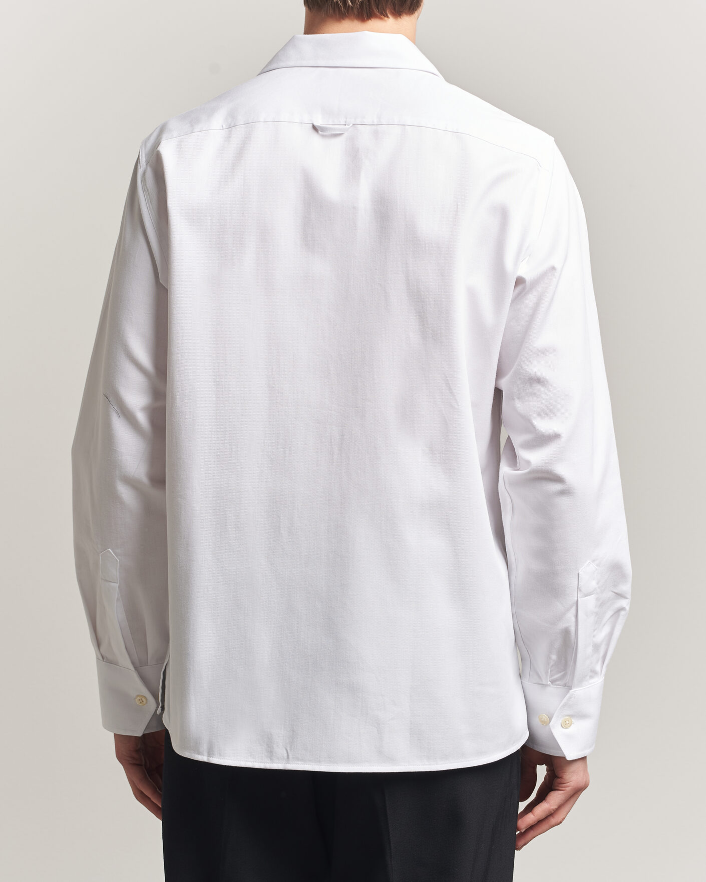 Herre | Skjorter | Oscar Jacobson | Straight Fit Bowling Collar Cotton Shirt White