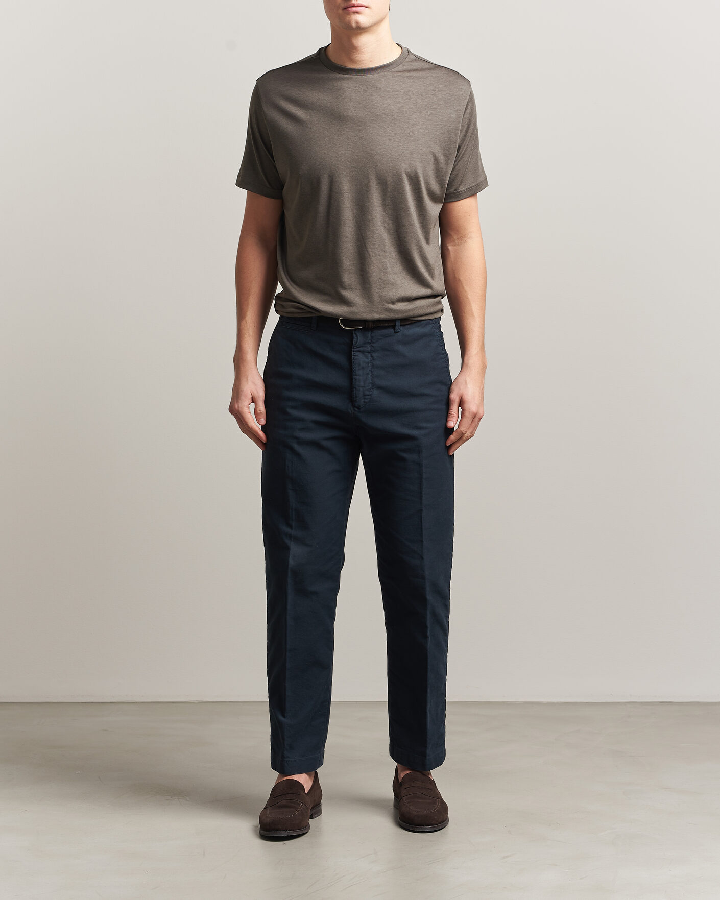 Herre | T-Shirts | Oscar Jacobson | Kim Lyocel/Cotton T-Shirt Green