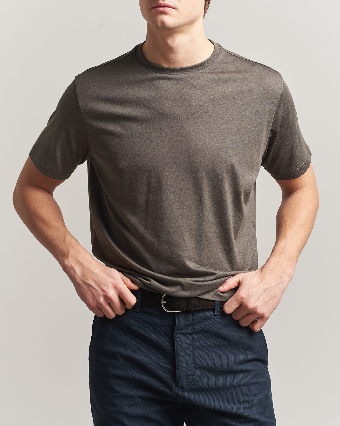 Herre | T-Shirts | Oscar Jacobson | Kim Lyocel/Cotton T-Shirt Green