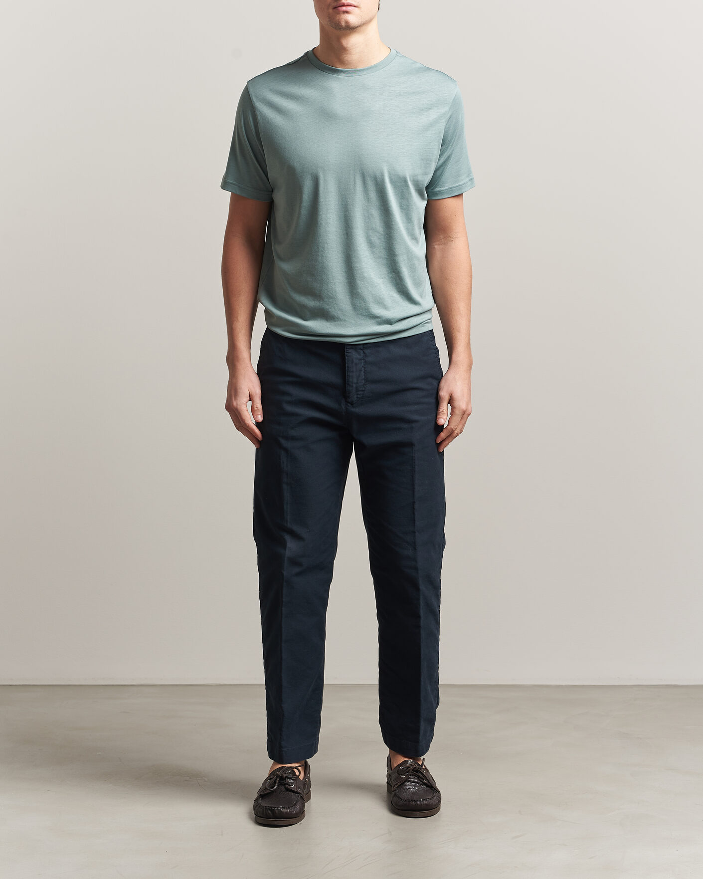 Herre | T-Shirts | Oscar Jacobson | Kim Lyocel/Cotton T-Shirt Soft Green