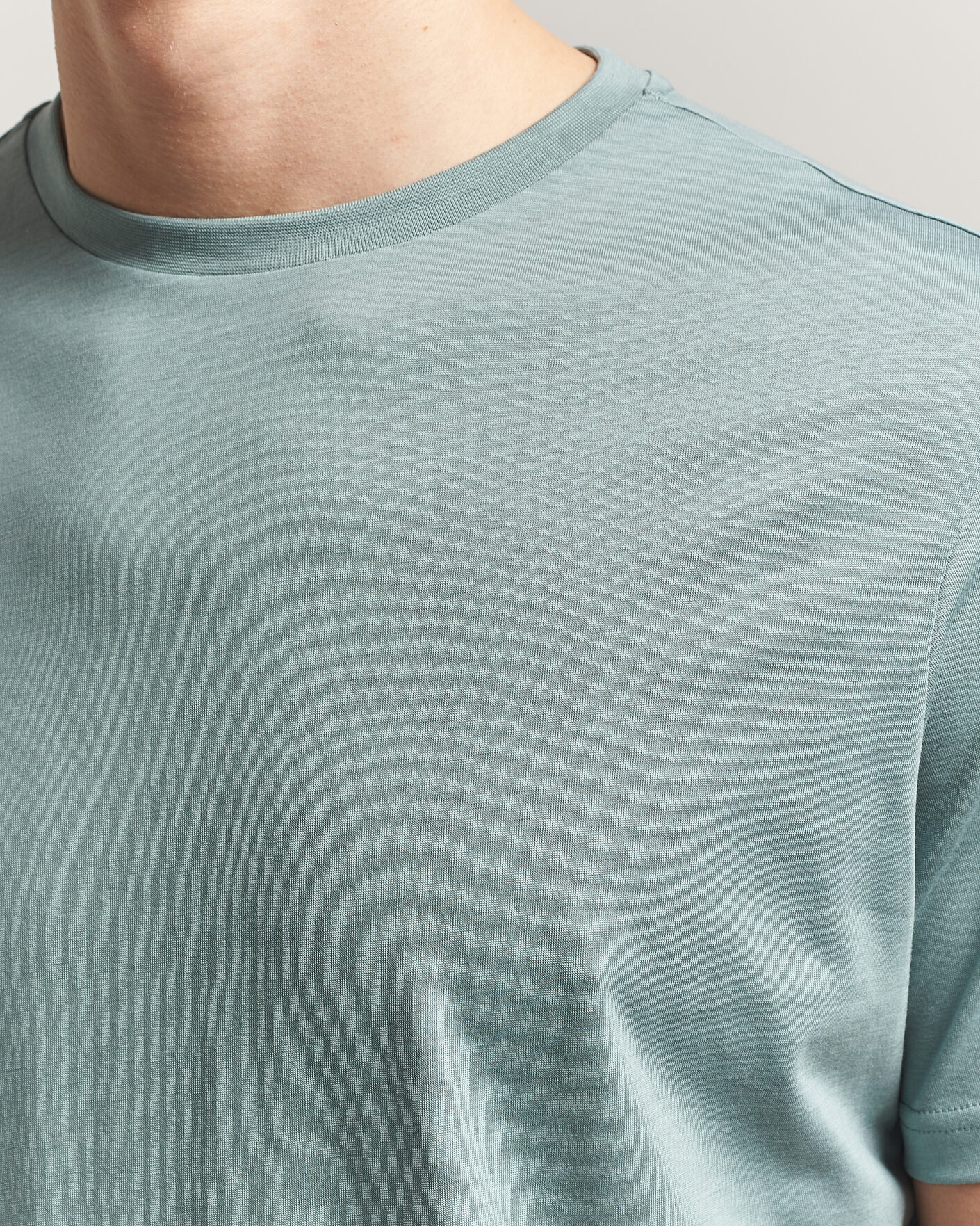 Herre | T-Shirts | Oscar Jacobson | Kim Lyocel/Cotton T-Shirt Soft Green