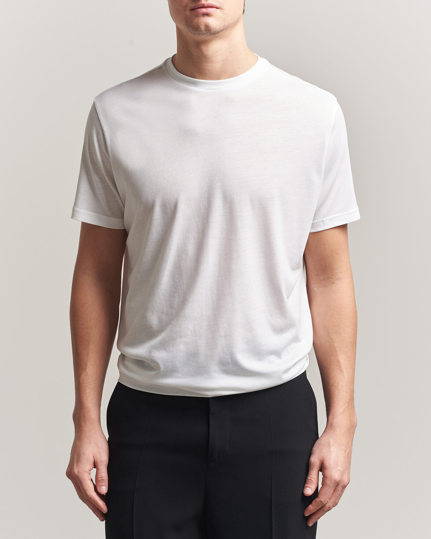 Herre | T-Shirts | Oscar Jacobson | Kim Lyocel/Cotton T-Shirt White