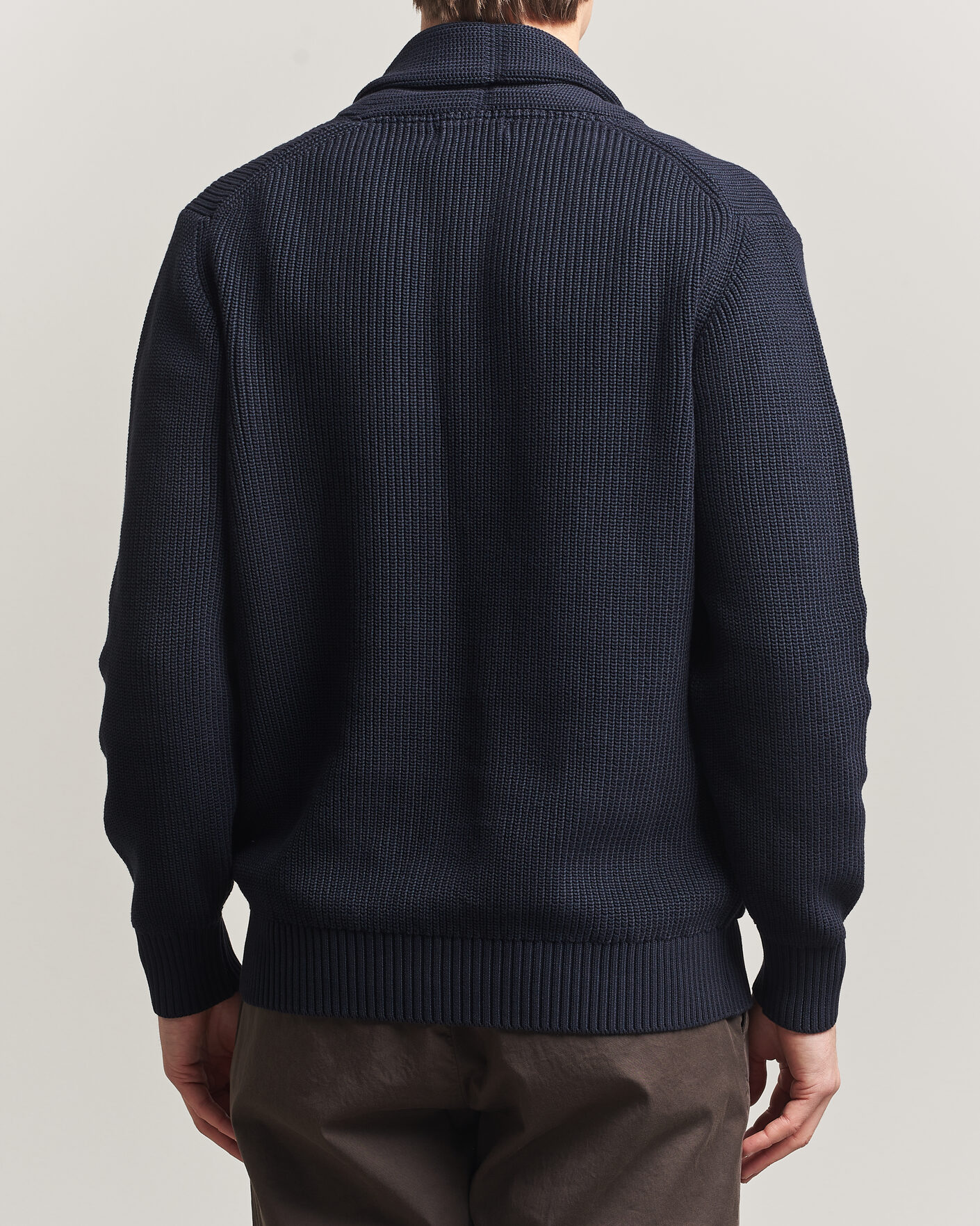 Herre | Trøjer | Oscar Jacobson | Roland Knitted Cotton Cardigan Navy