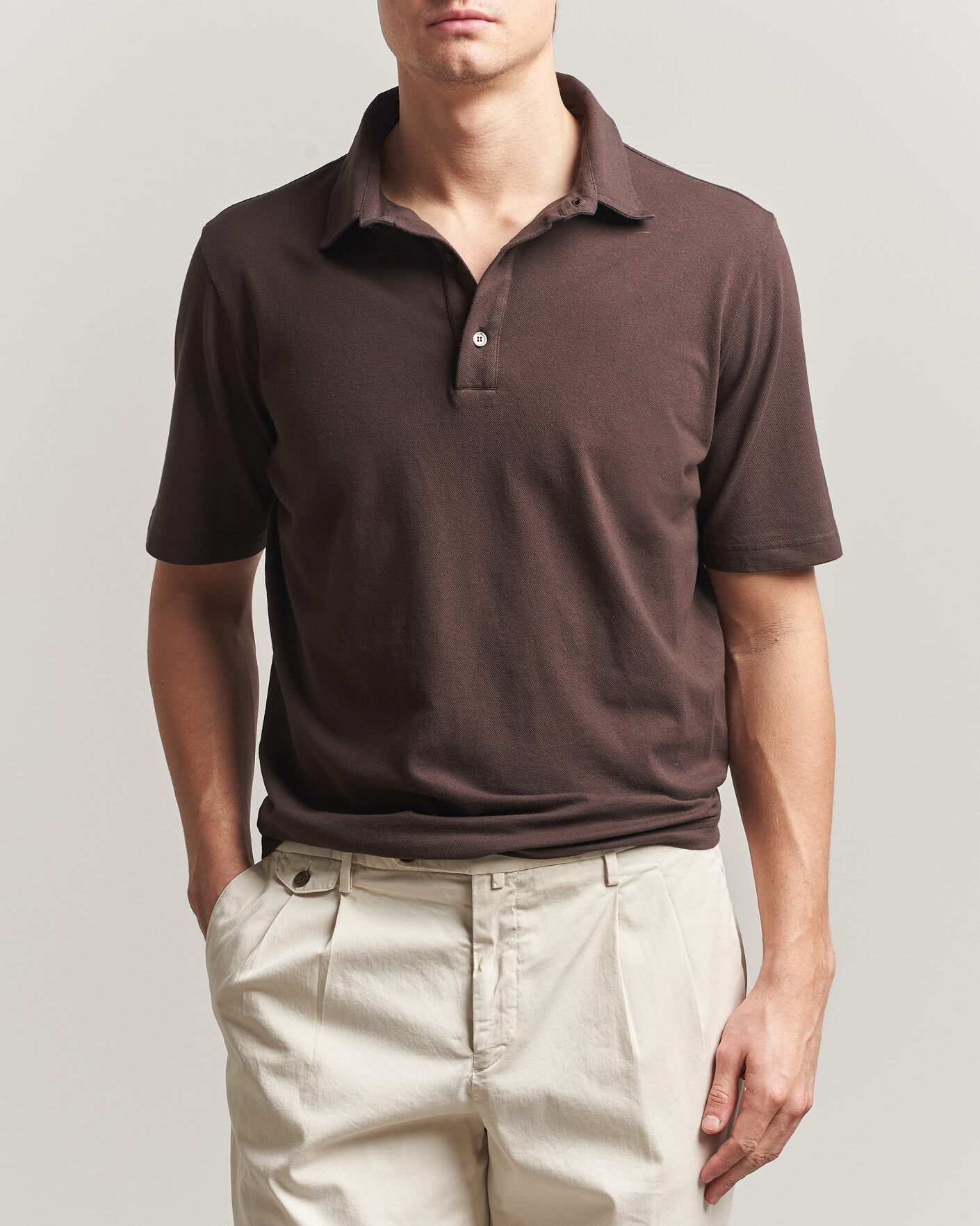 Herre | Polotrøjer | Zanone | Soft Cotton Piquet Polo Chocolate