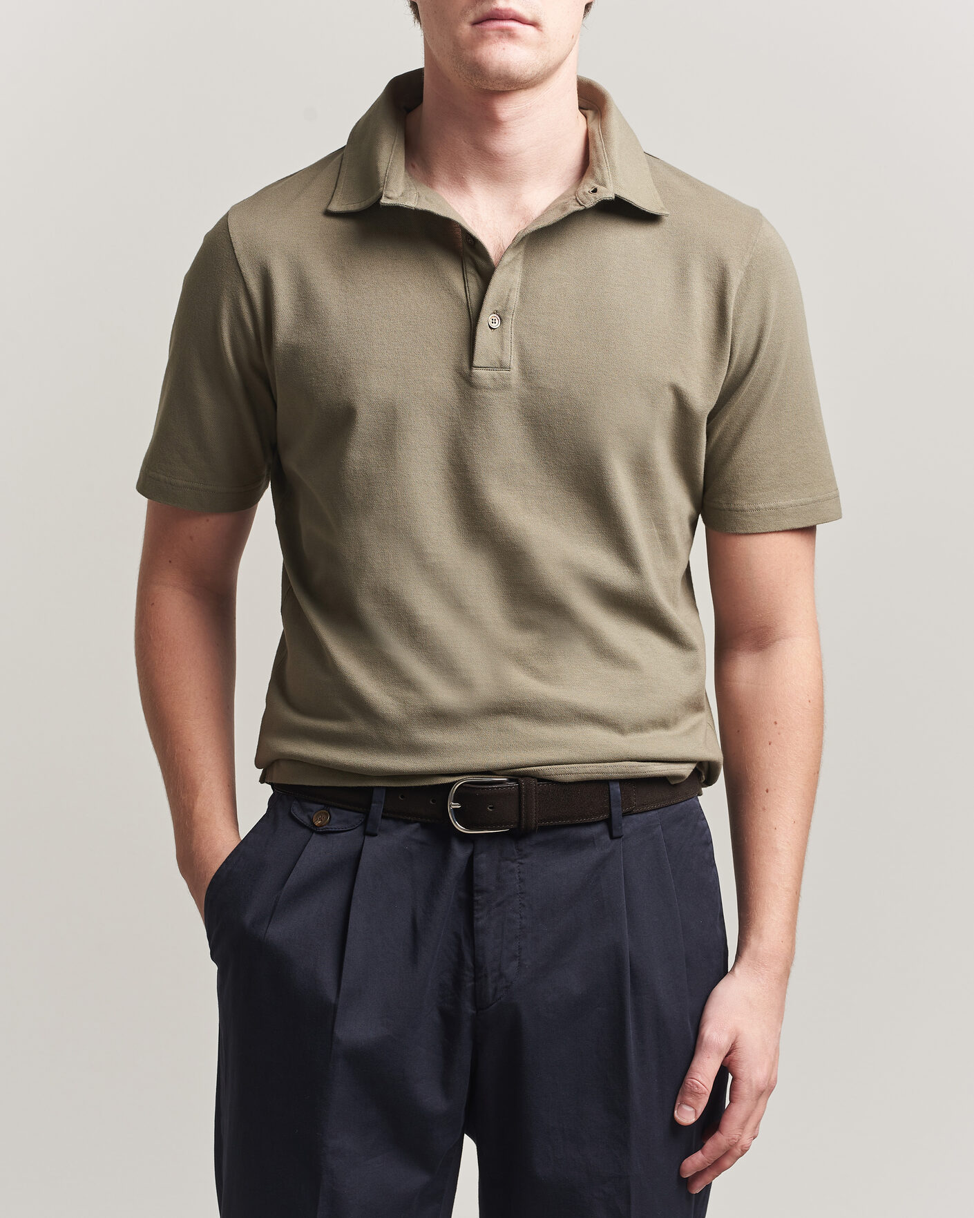 Herre | Polotrøjer | Zanone | Soft Cotton Piquet Polo Taupe