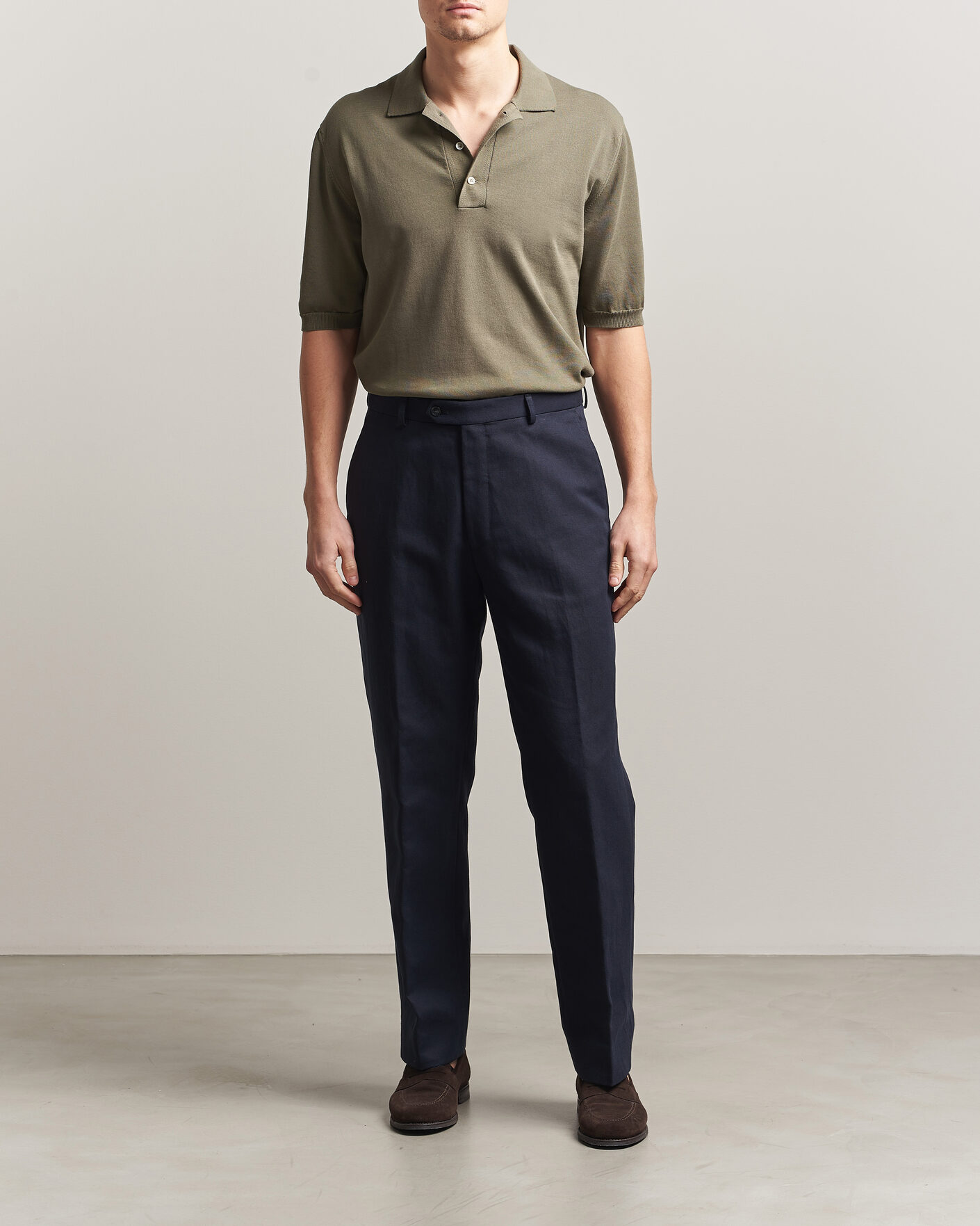 Herre | Polotrøjer | Zanone | Knitted Cotton Polo Olive