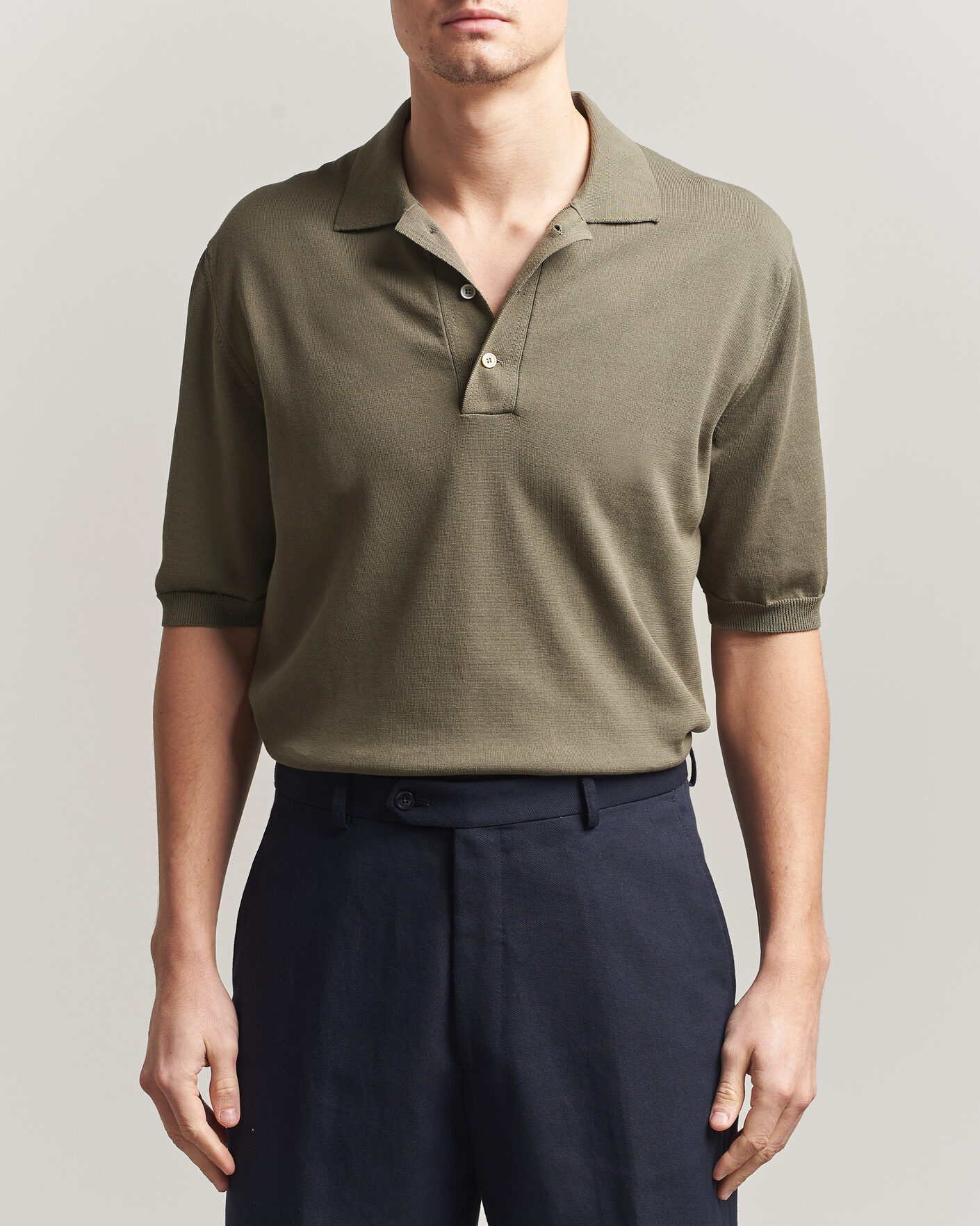Herre | Polotrøjer | Zanone | Knitted Cotton Polo Olive