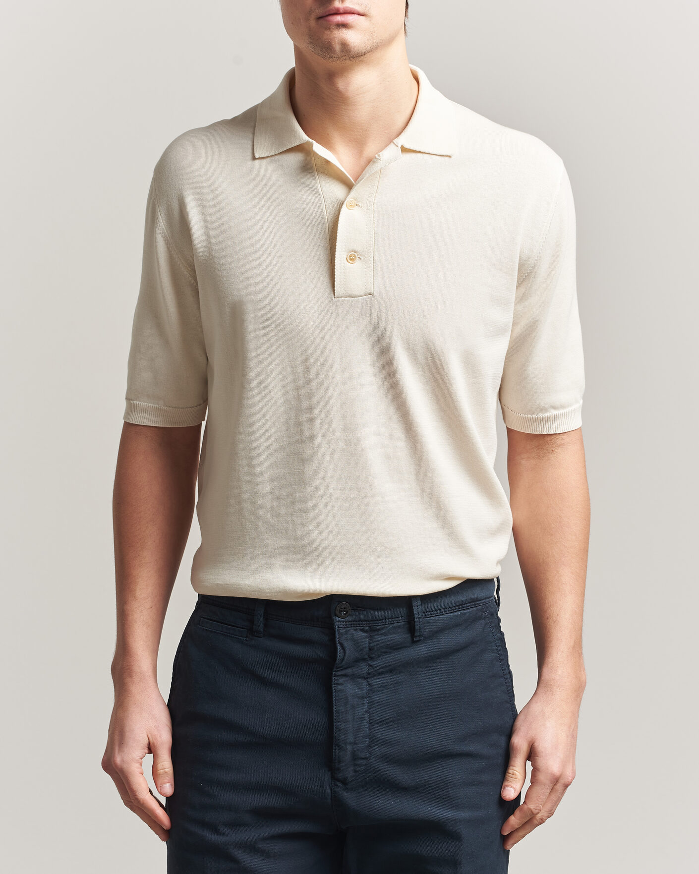 Herre | Polotrøjer | Zanone | Knitted Cotton Polo Off White