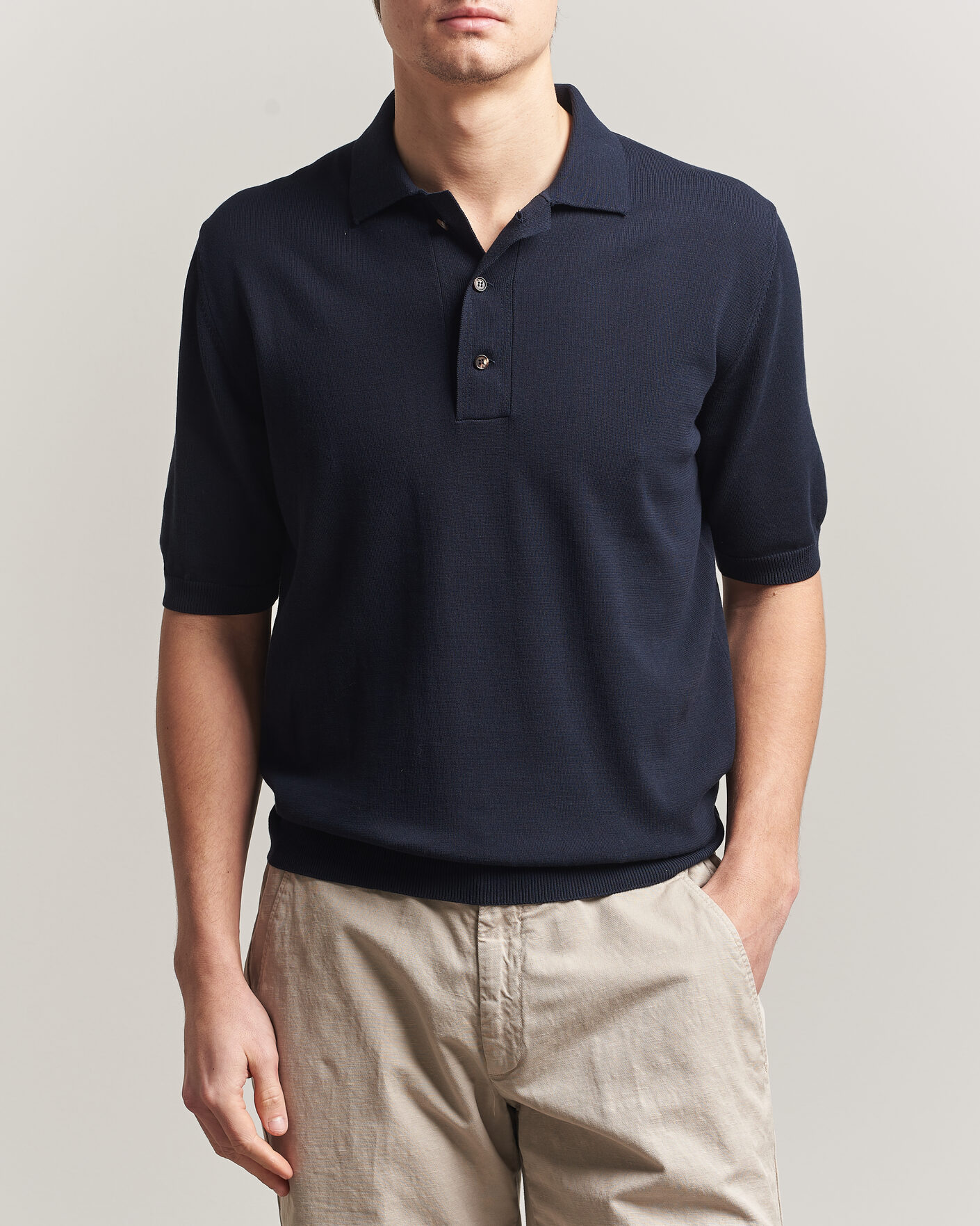 Herre | Polotrøjer | Zanone | Knitted Cotton Polo Navy