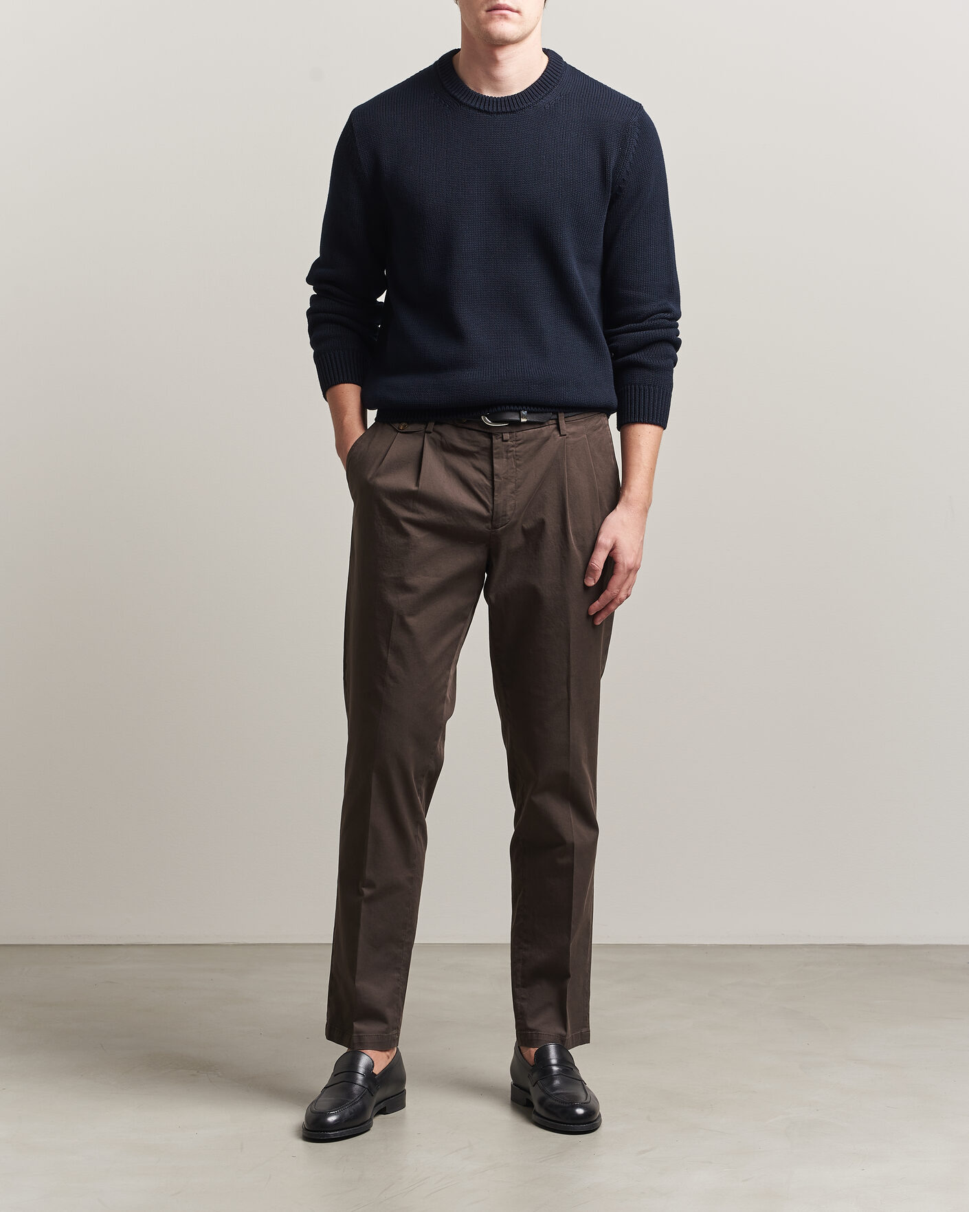 Herre | Trøjer | Zanone | Soft Cotton Crew Neck Sweater Navy