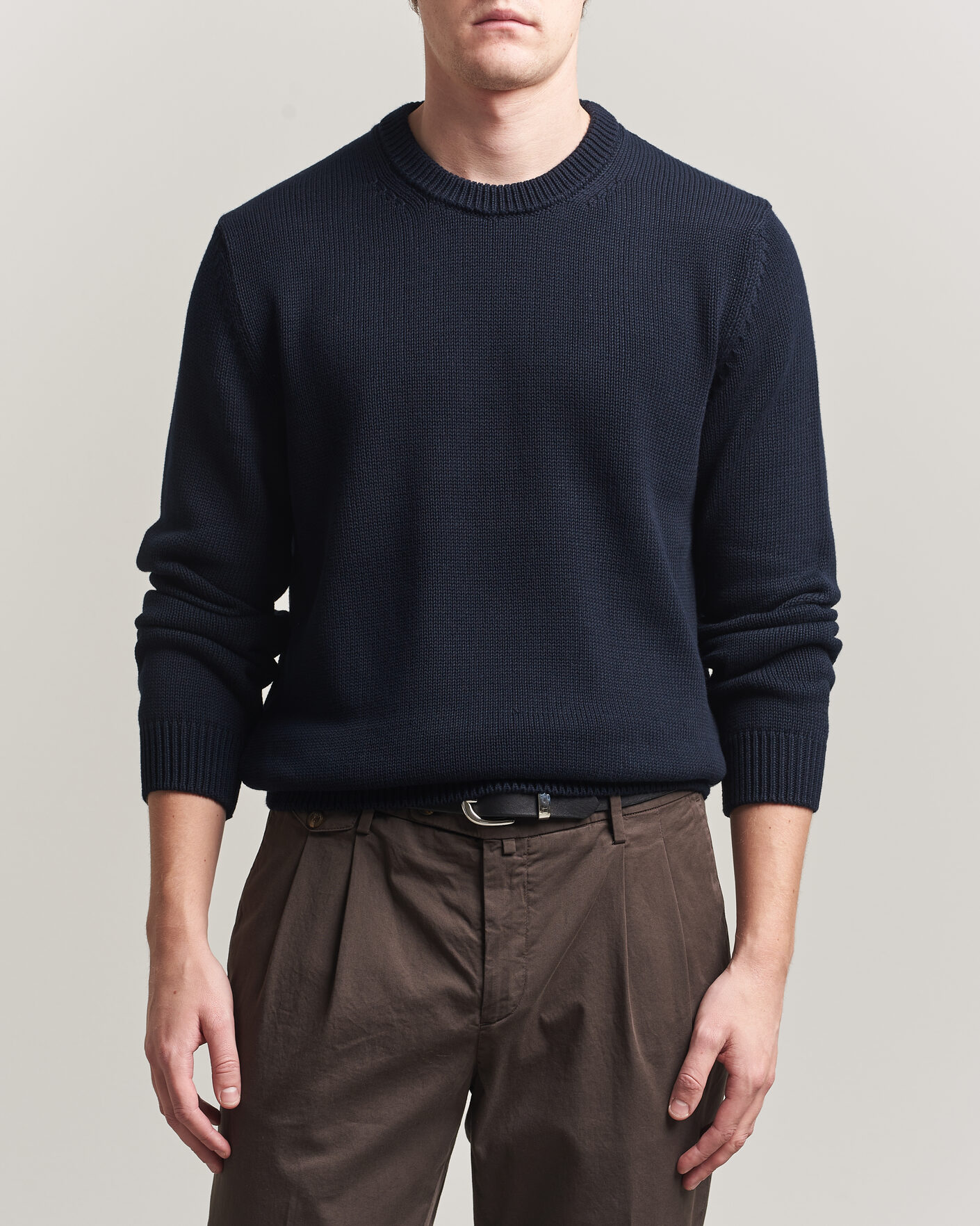 Herre | Trøjer | Zanone | Soft Cotton Crew Neck Sweater Navy
