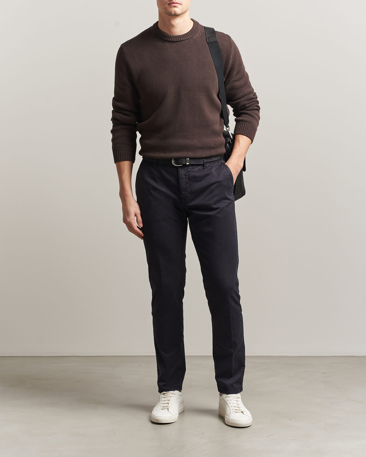 Herre | Trøjer | Zanone | Soft Cotton Crew Neck Sweater Chocolate