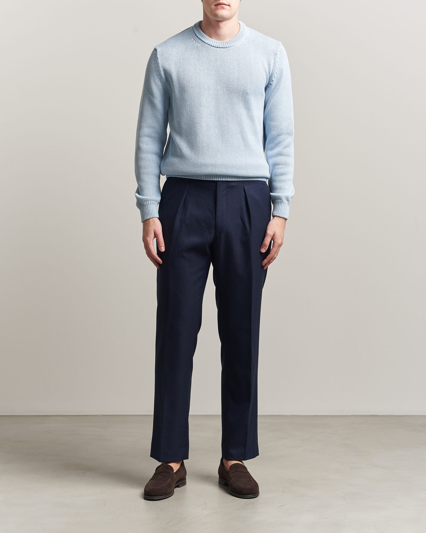 Herre | Trøjer | Zanone | Soft Cotton Crew Neck Sweater Sky Blue