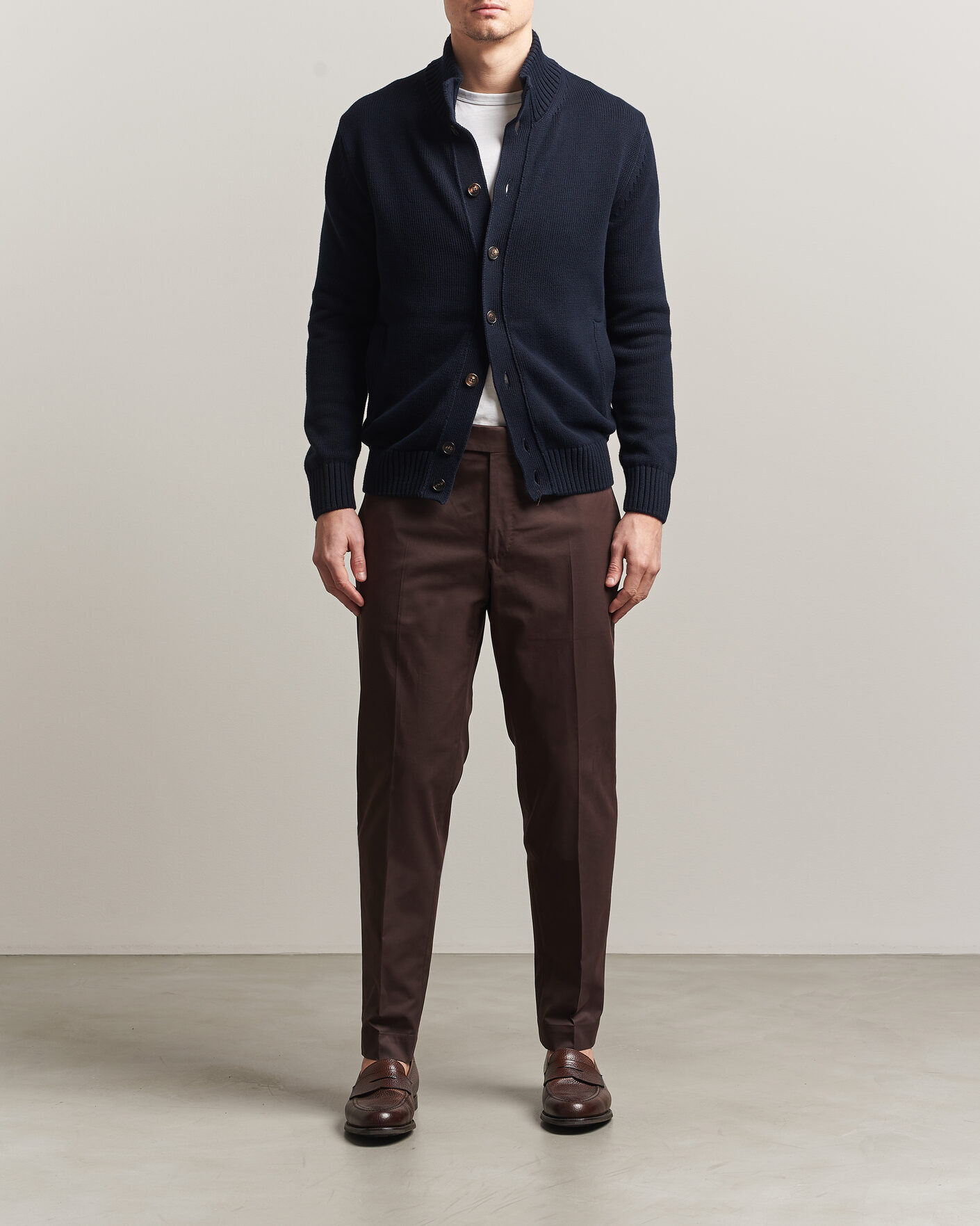 Herre | Trøjer | Zanone | Soft Cotton Chioto Cardigan Navy