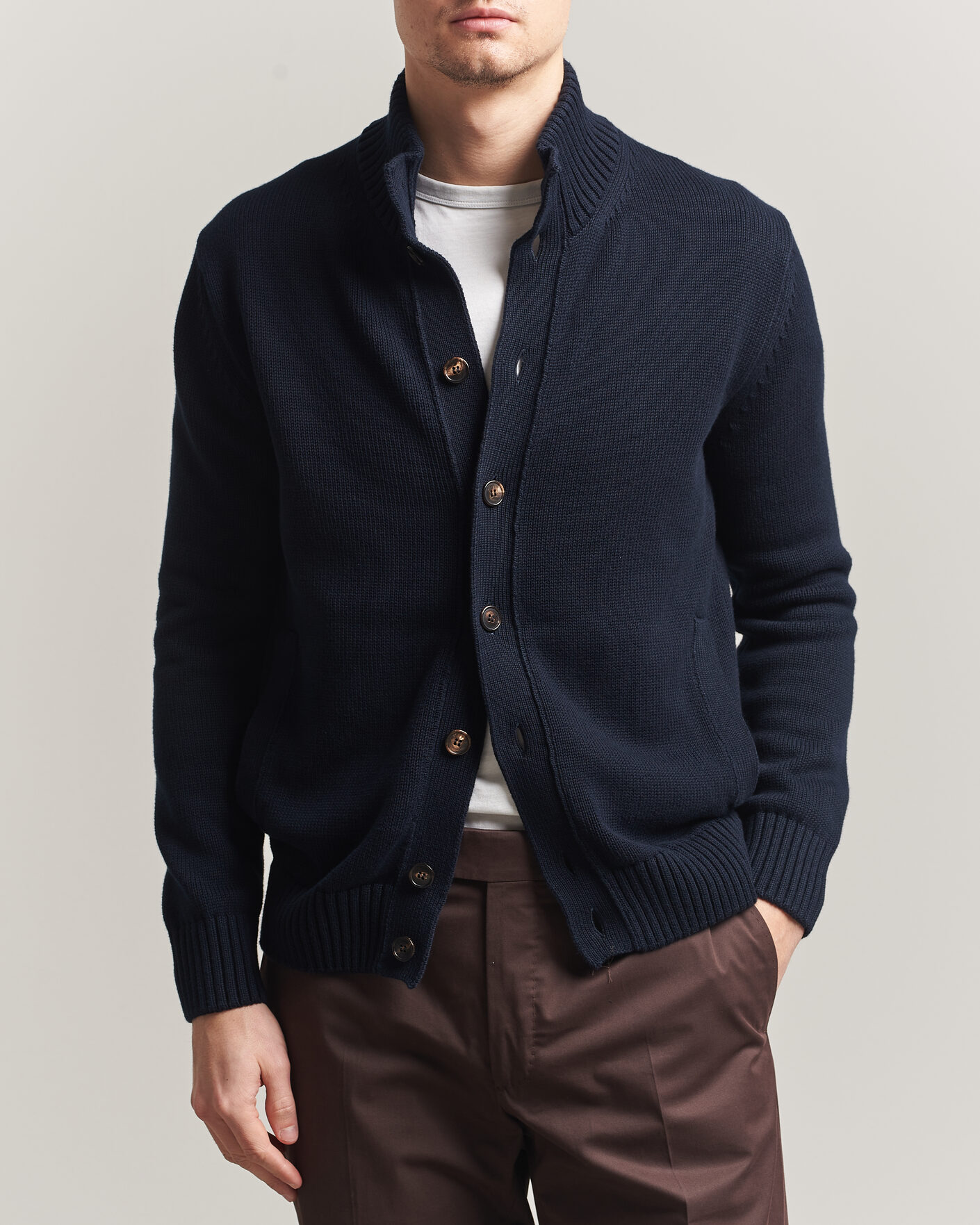 Herre | Trøjer | Zanone | Soft Cotton Chioto Cardigan Navy