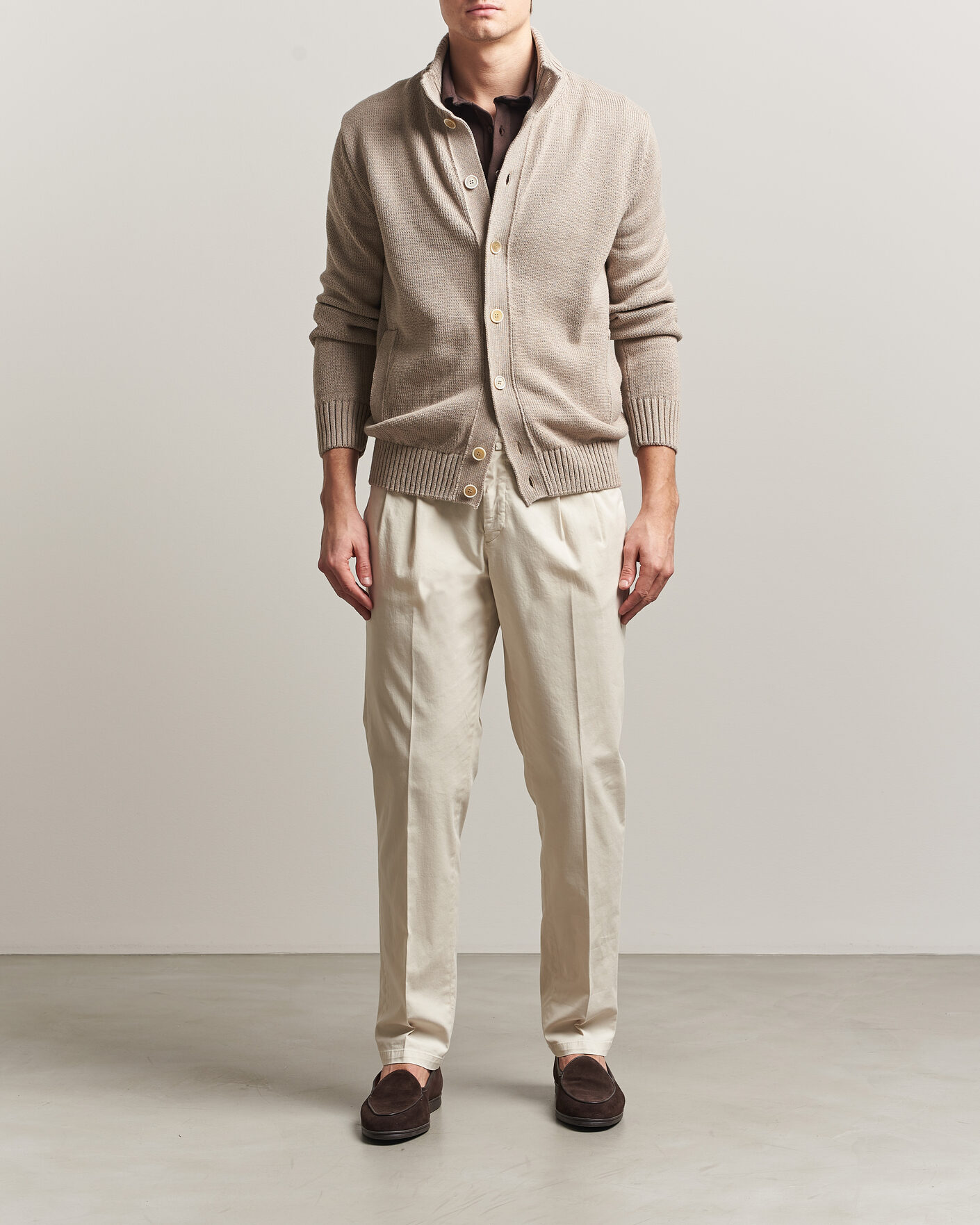 Herre | Trøjer | Zanone | Soft Cotton Chioto Cardigan Taupe