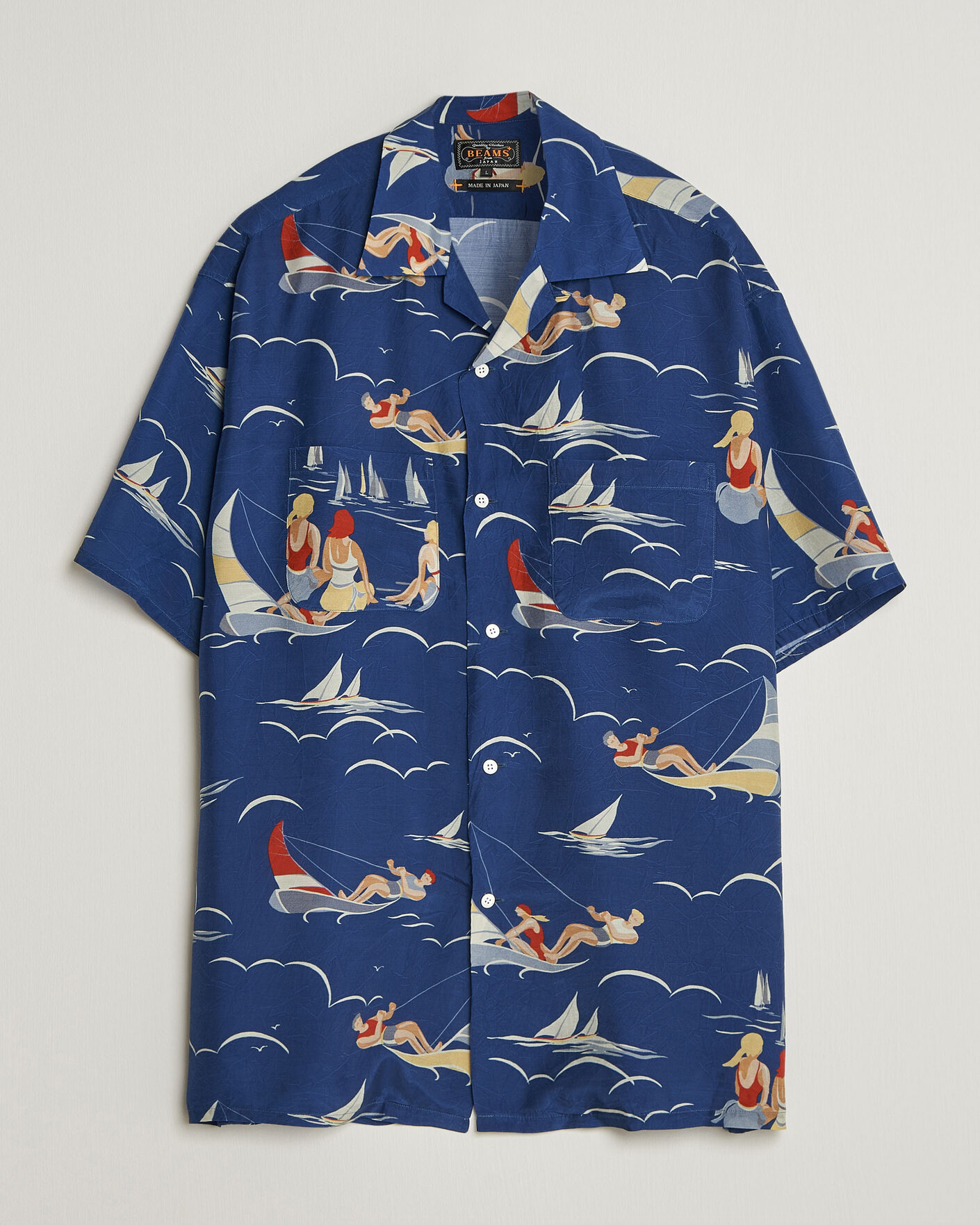Herre | Skjorter | BEAMS PLUS | Holiday Print Camp Shirt Navy