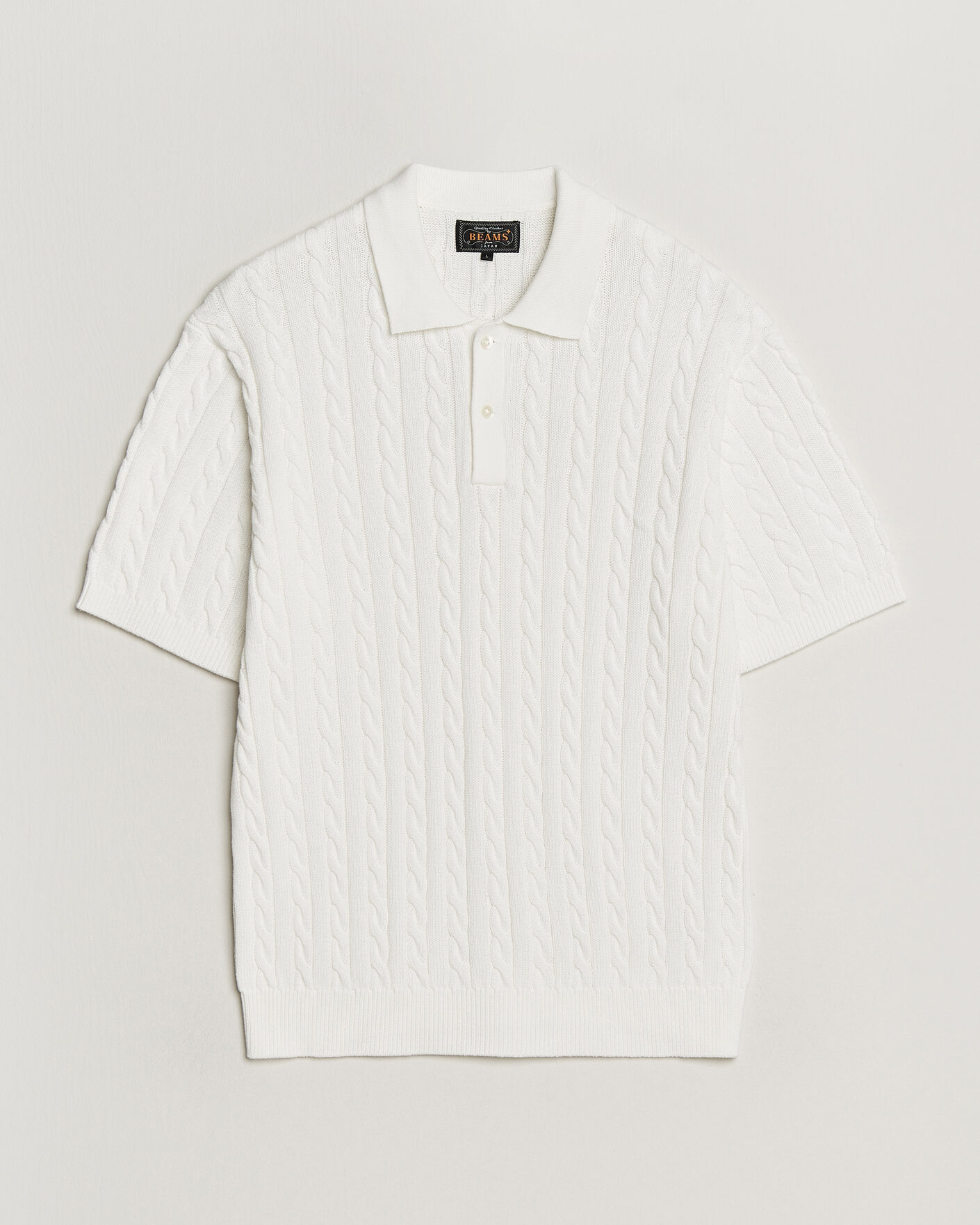 Herre | Polotrøjer | BEAMS PLUS | Short Sleeve Cable Polo White