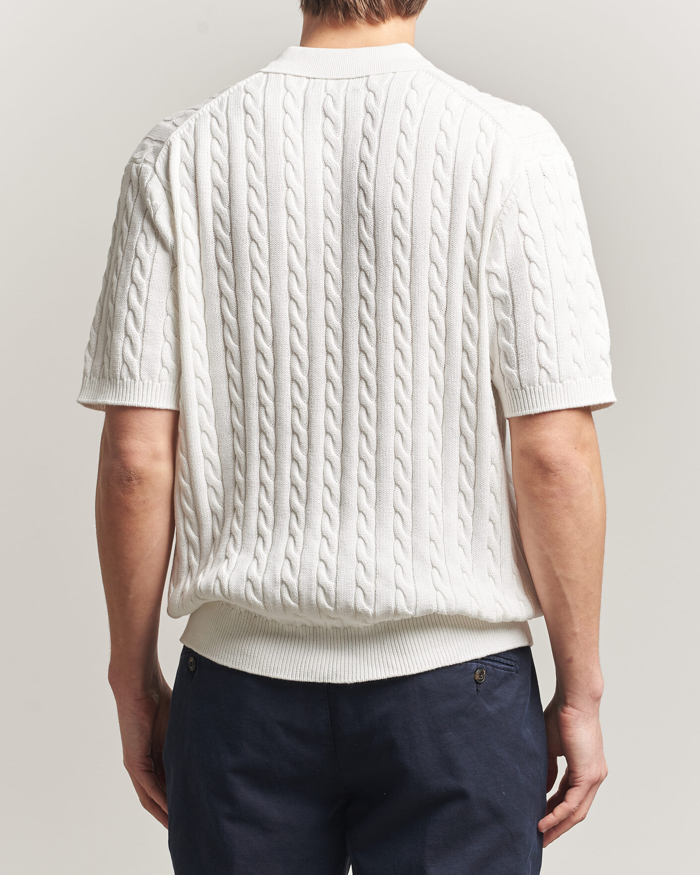Herre | Polotrøjer | BEAMS PLUS | Short Sleeve Cable Polo White