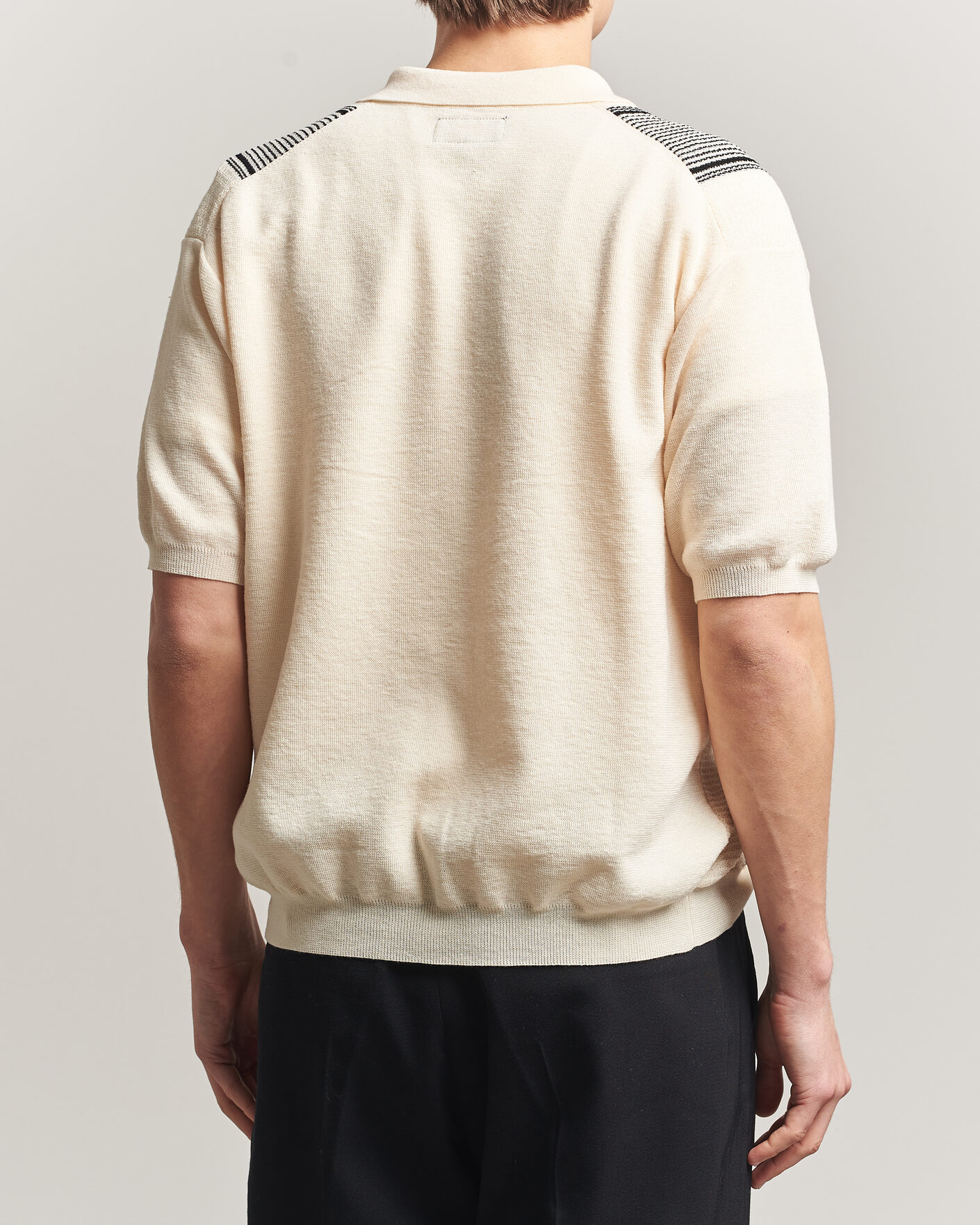Herre | Polotrøjer | BEAMS PLUS | Zip Knit Striped Polo Off White
