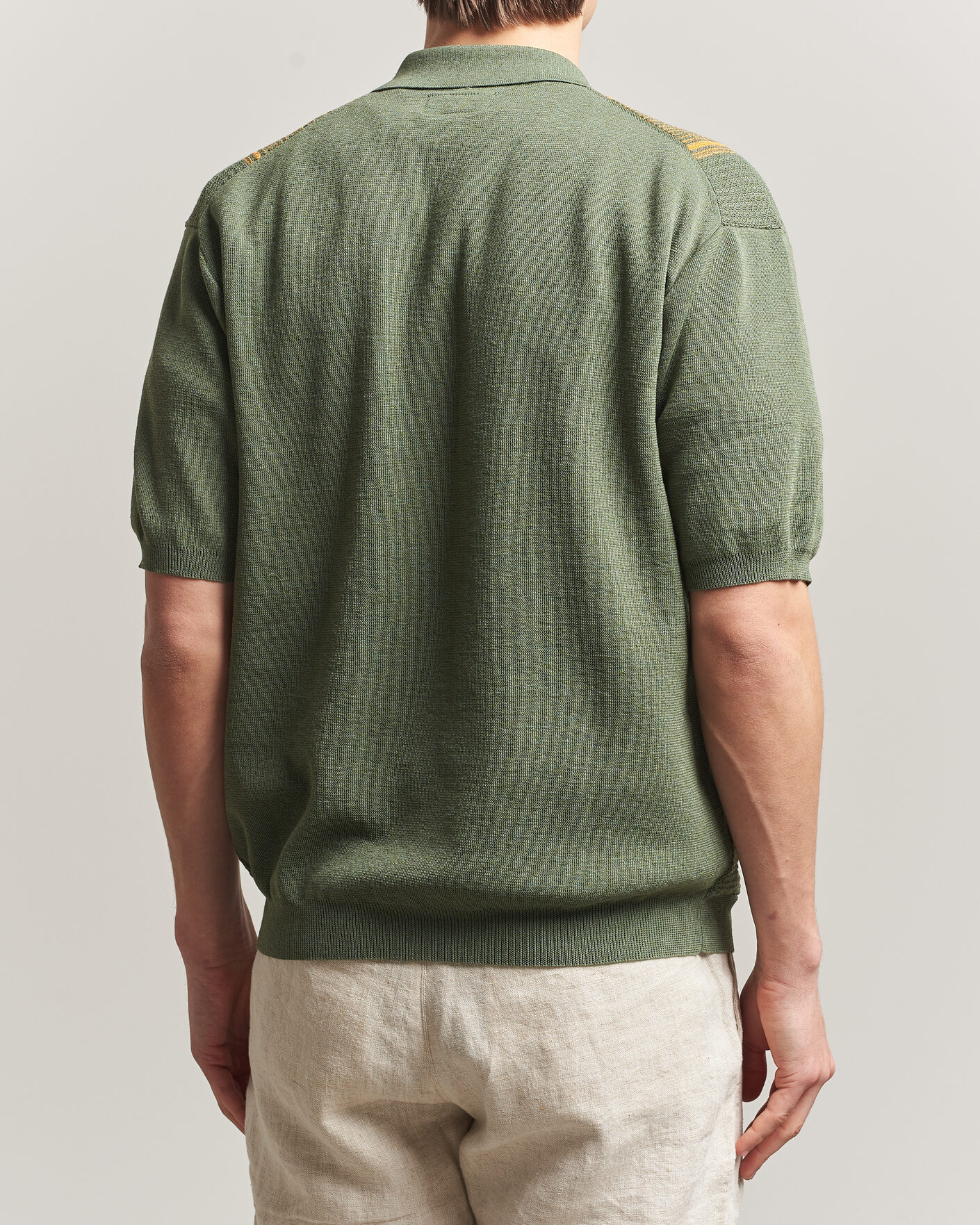 Herre | Polotrøjer | BEAMS PLUS | Zip Knit Striped Polo Olive