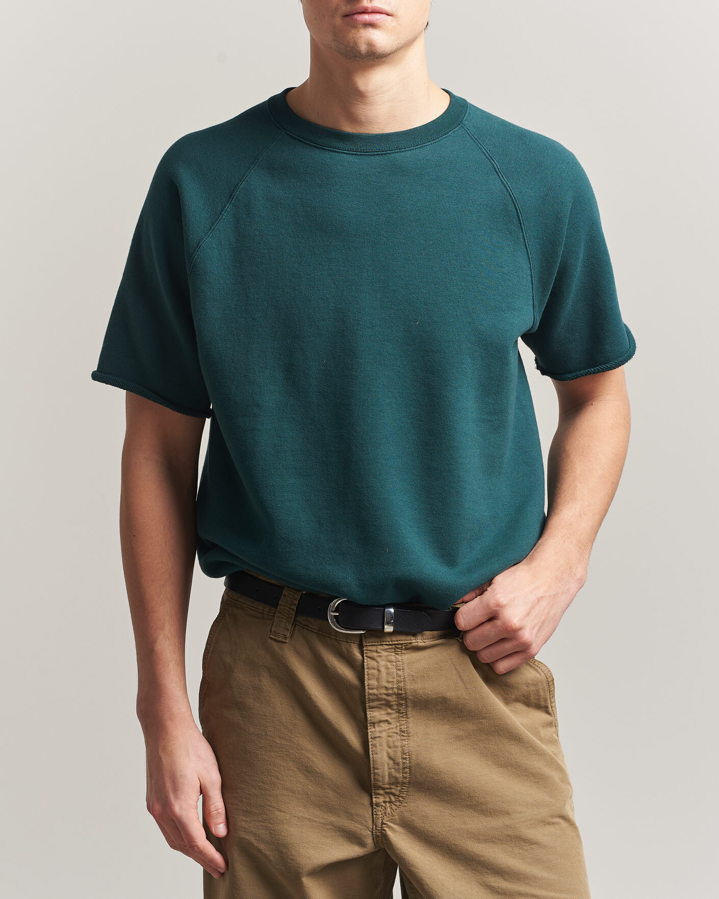 Herre | T-Shirts | BEAMS PLUS | Short Sleeve Cut Off Sweat Dark Green