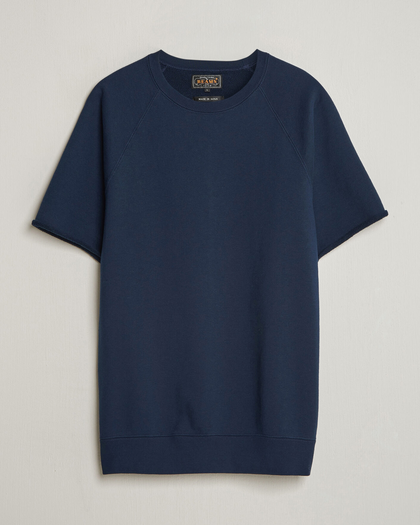 Herre | T-Shirts | BEAMS PLUS | Short Sleeve Cut Off Sweat Navy