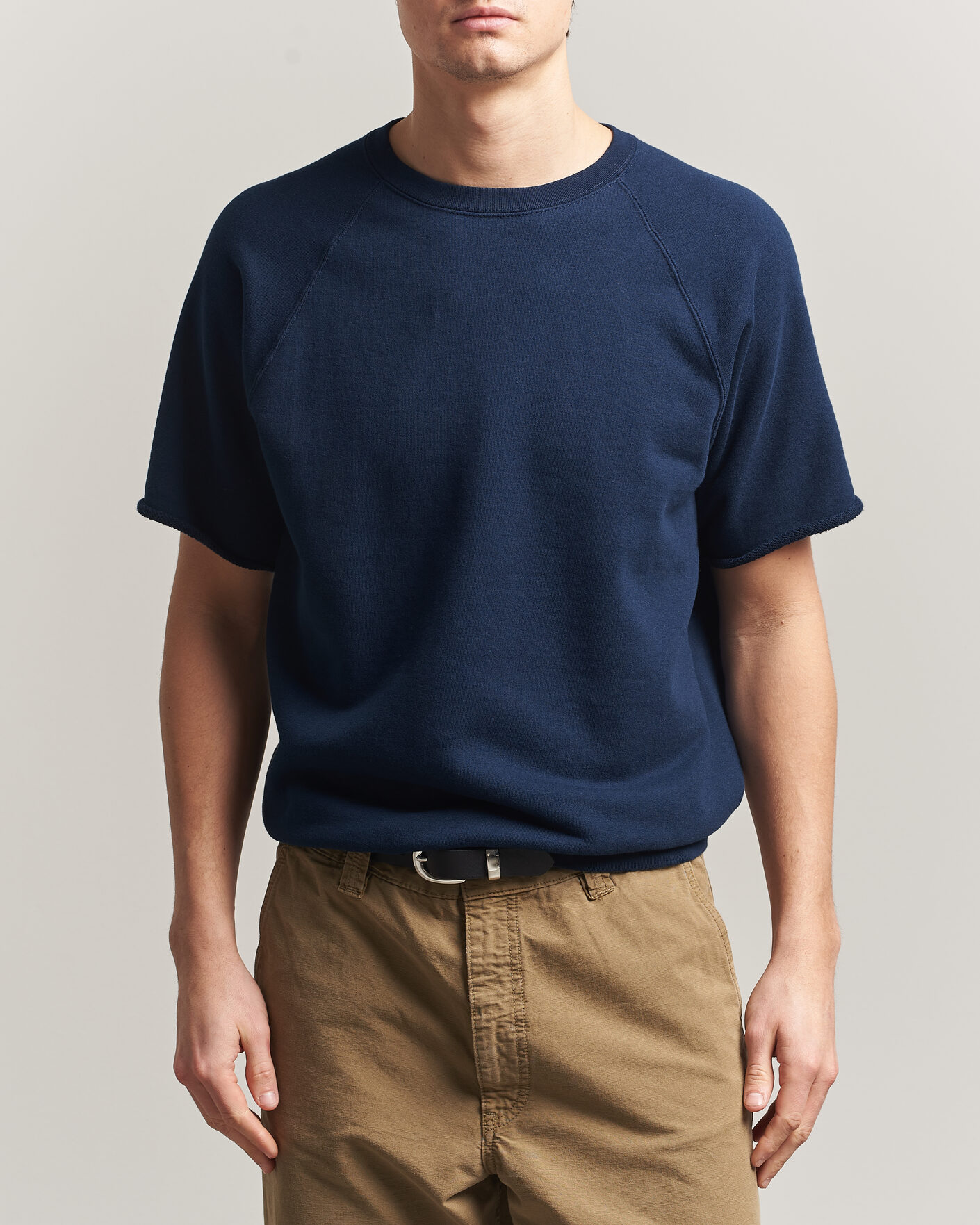 Herre | T-Shirts | BEAMS PLUS | Short Sleeve Cut Off Sweat Navy