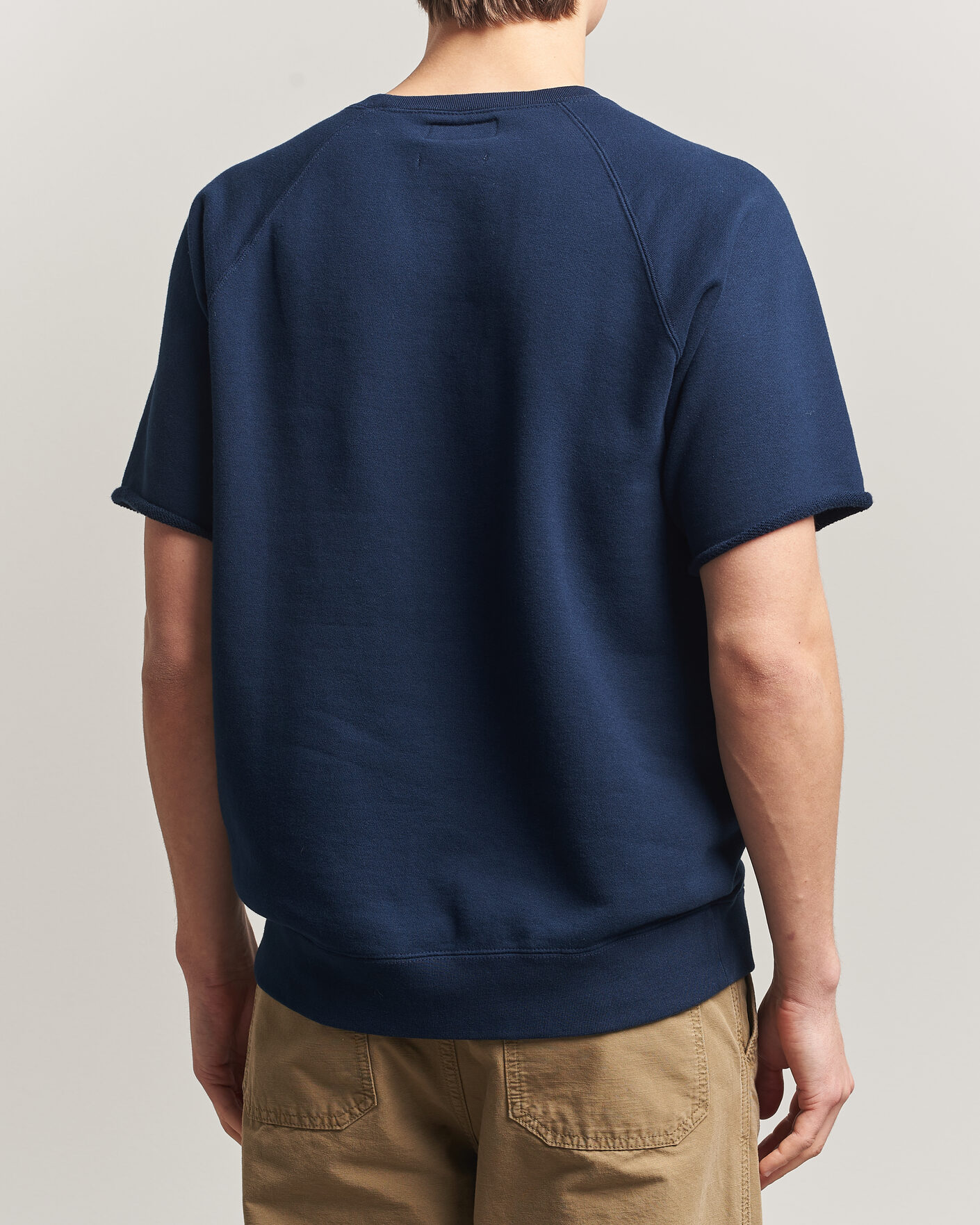 Herre | T-Shirts | BEAMS PLUS | Short Sleeve Cut Off Sweat Navy