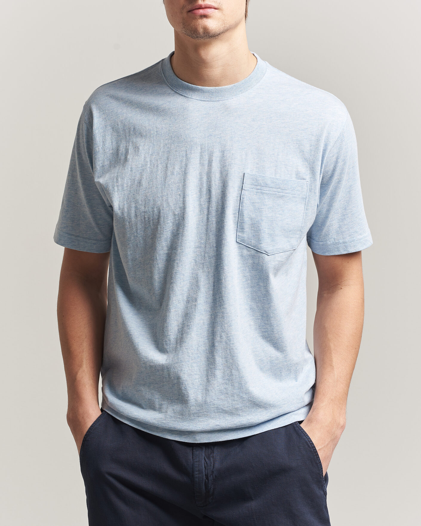 Herre | T-Shirts | BEAMS PLUS | Pocket Tee Sax Blue