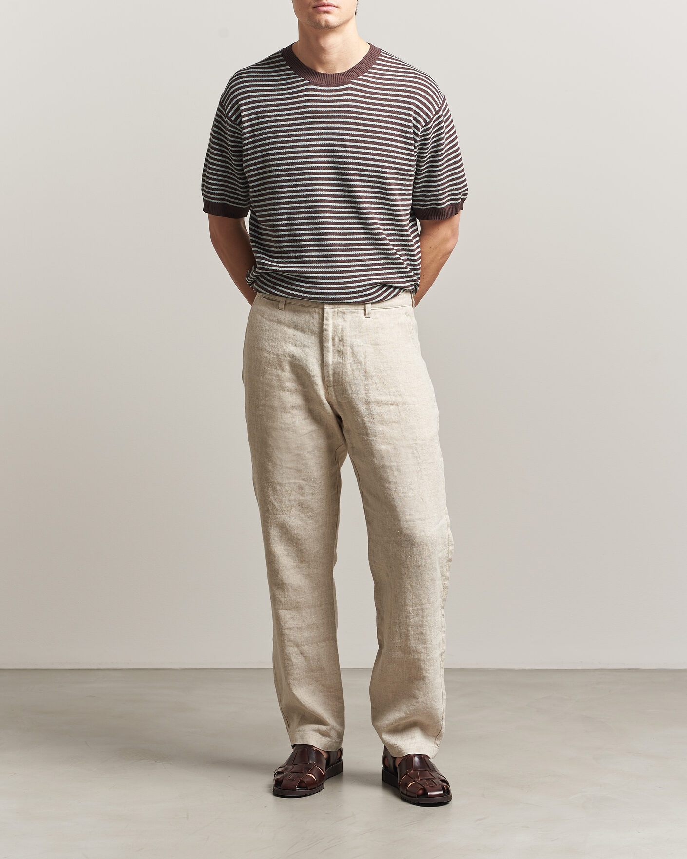 Herre | T-Shirts | BEAMS PLUS | Jacquard Knit T-Shirt Brown