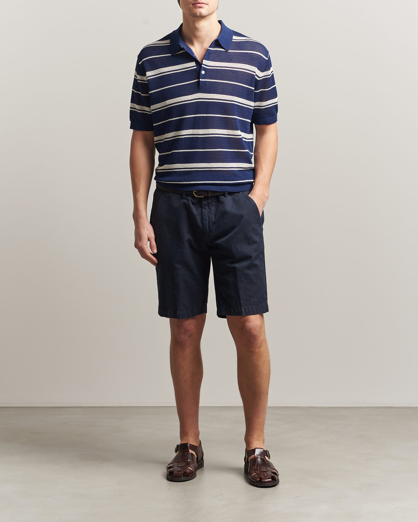 Herre | Polotrøjer | BEAMS PLUS | Short Sleeve Mesh Knit Polo Navy