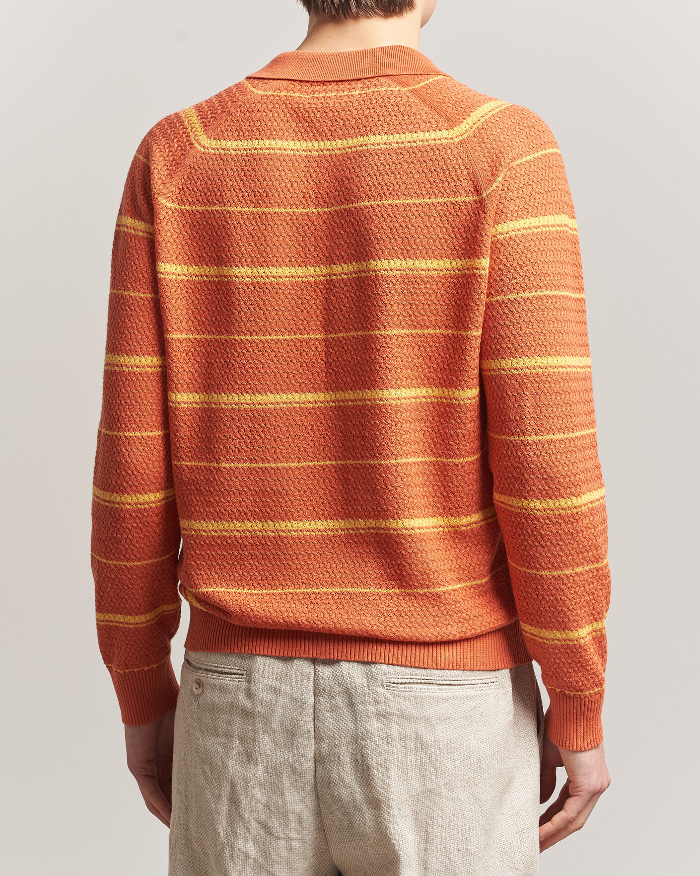 Herre | Polotrøjer | BEAMS PLUS | Long Sleeve Knit Polo Orange Stripe