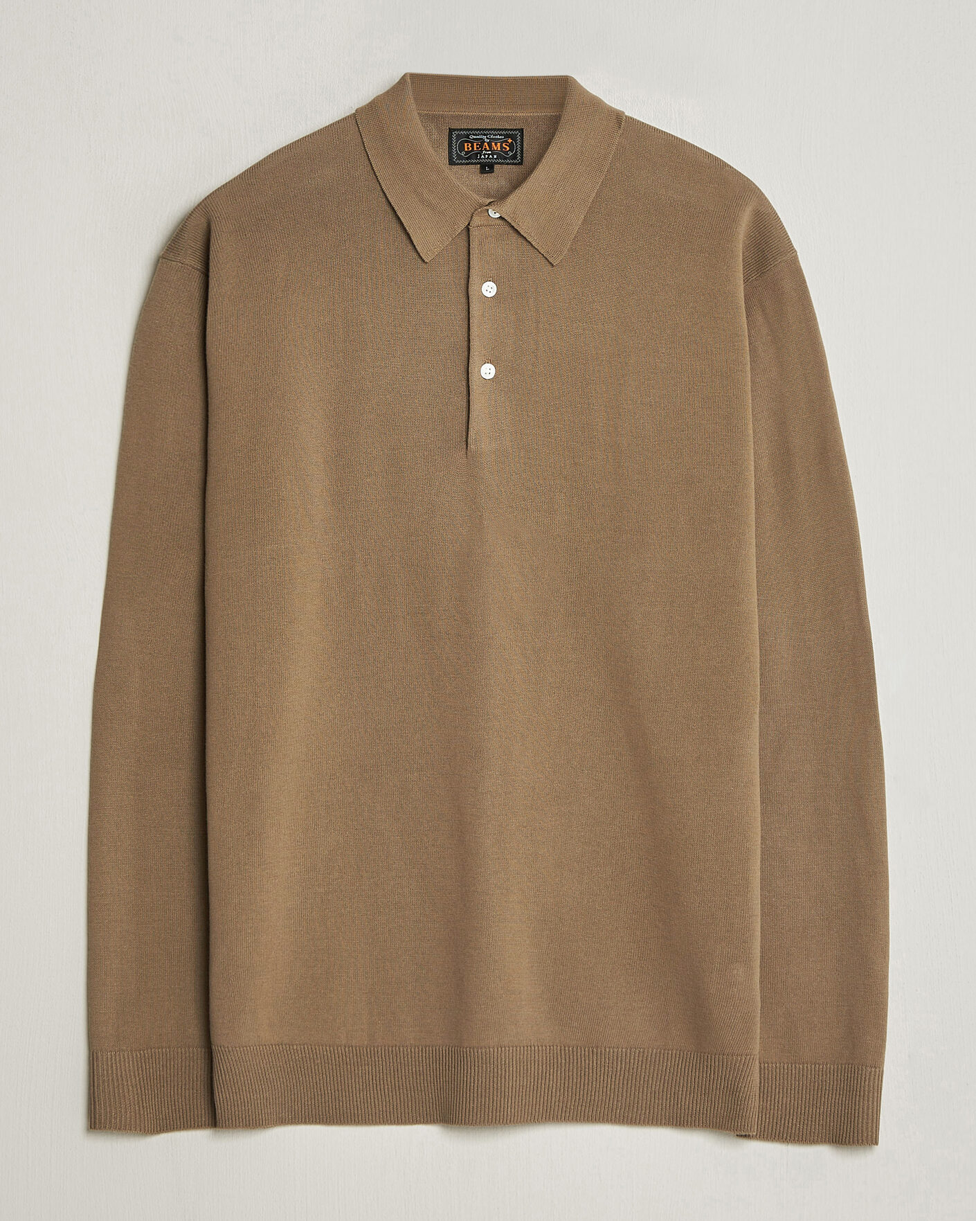 Herre | Polotrøjer | BEAMS PLUS | Long Sleeve 12G Knit Polo Mocha