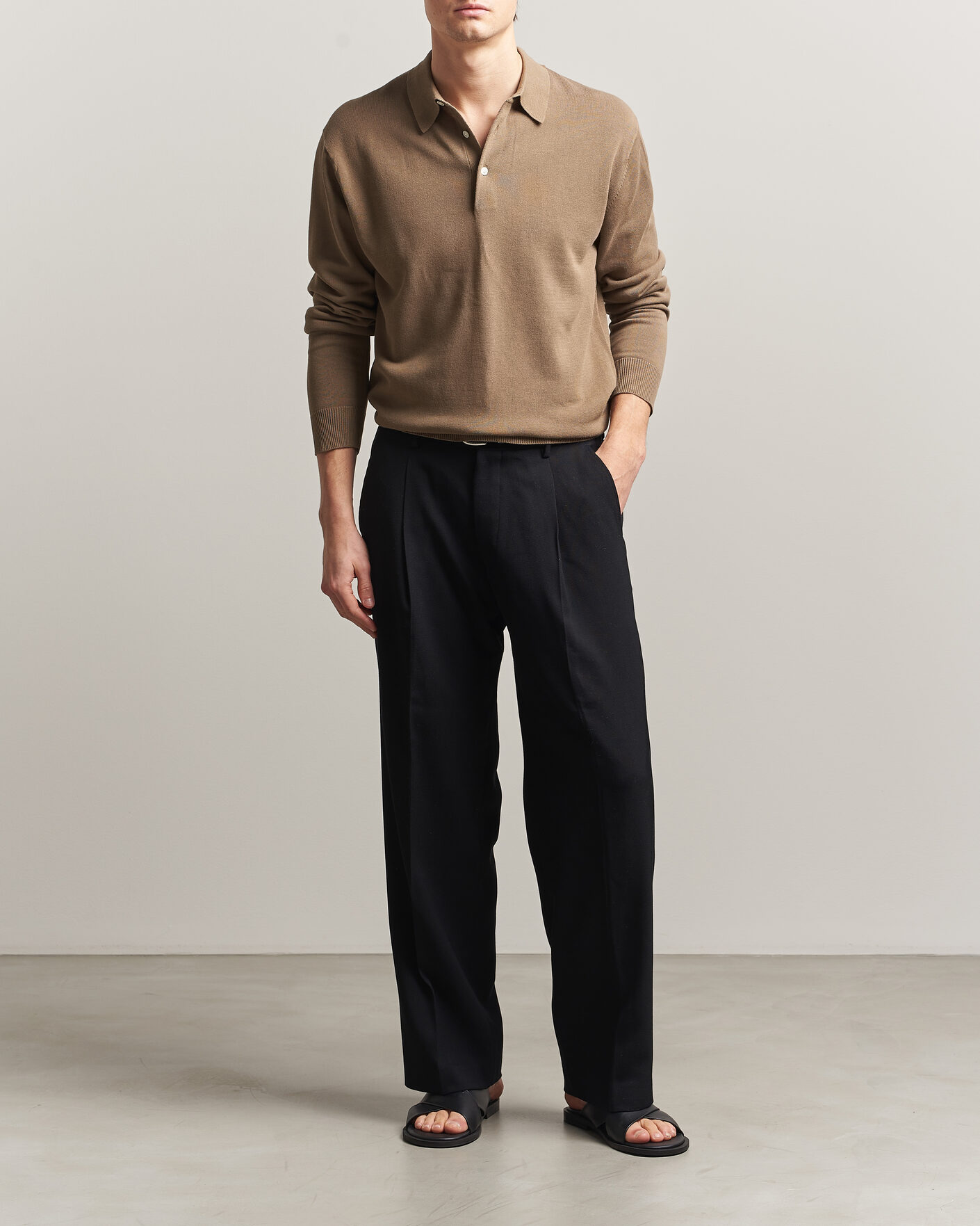 Herre | Polotrøjer | BEAMS PLUS | Long Sleeve 12G Knit Polo Mocha