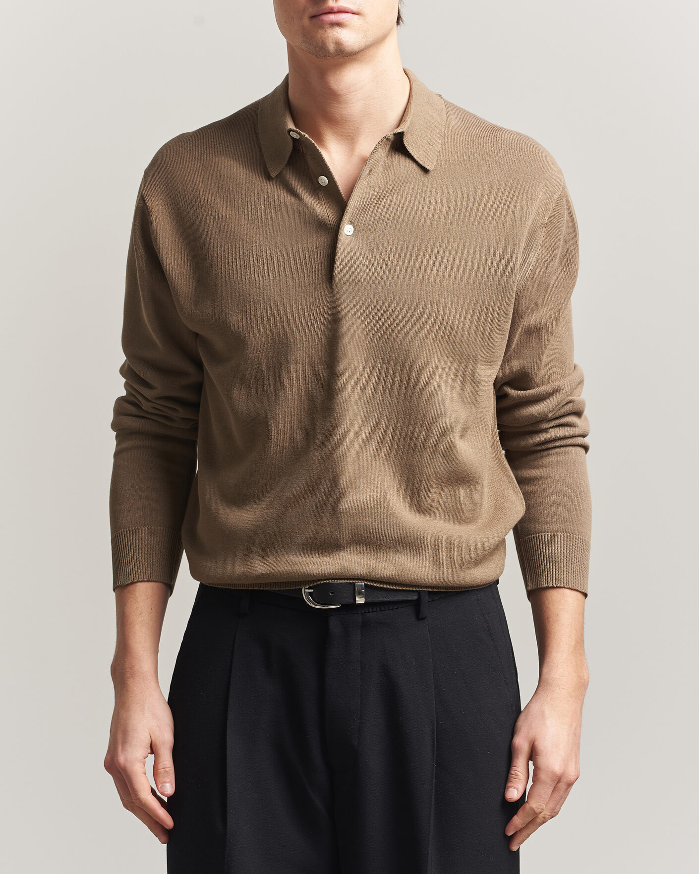 Herre | Polotrøjer | BEAMS PLUS | Long Sleeve 12G Knit Polo Mocha
