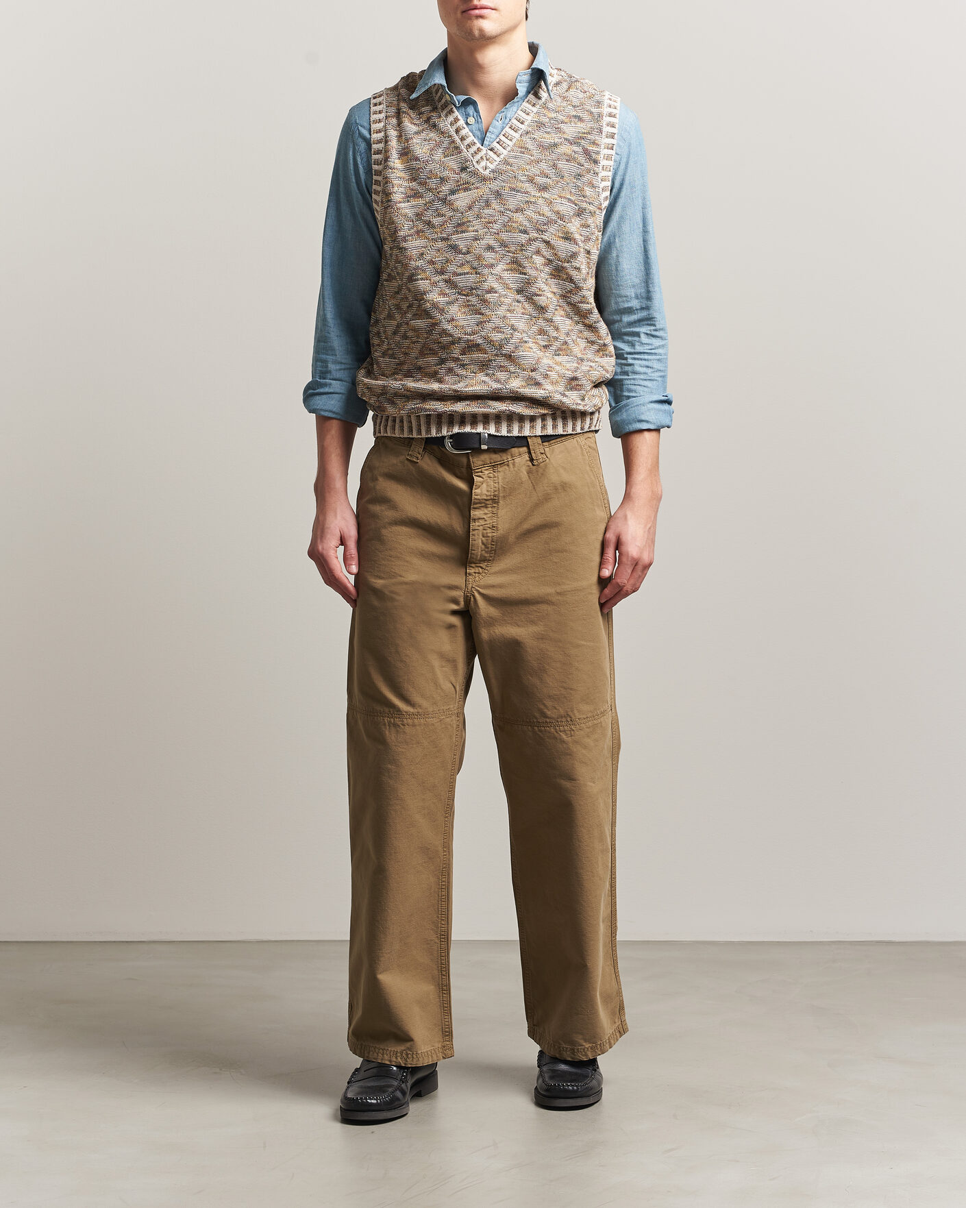 Herre | Trøjer | BEAMS PLUS | Kasuri Jacquard Knit Vest Beige