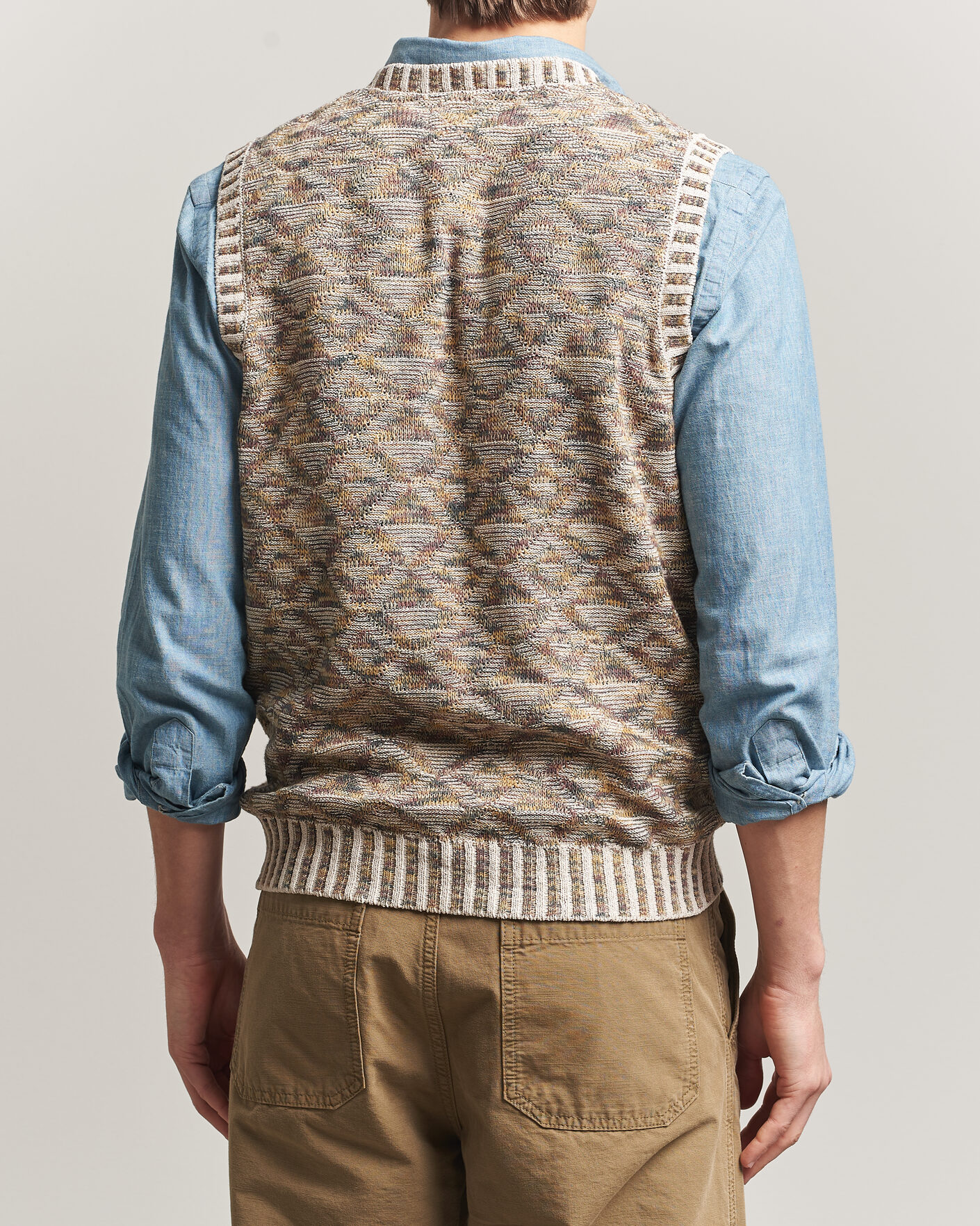 Herre | Trøjer | BEAMS PLUS | Kasuri Jacquard Knit Vest Beige