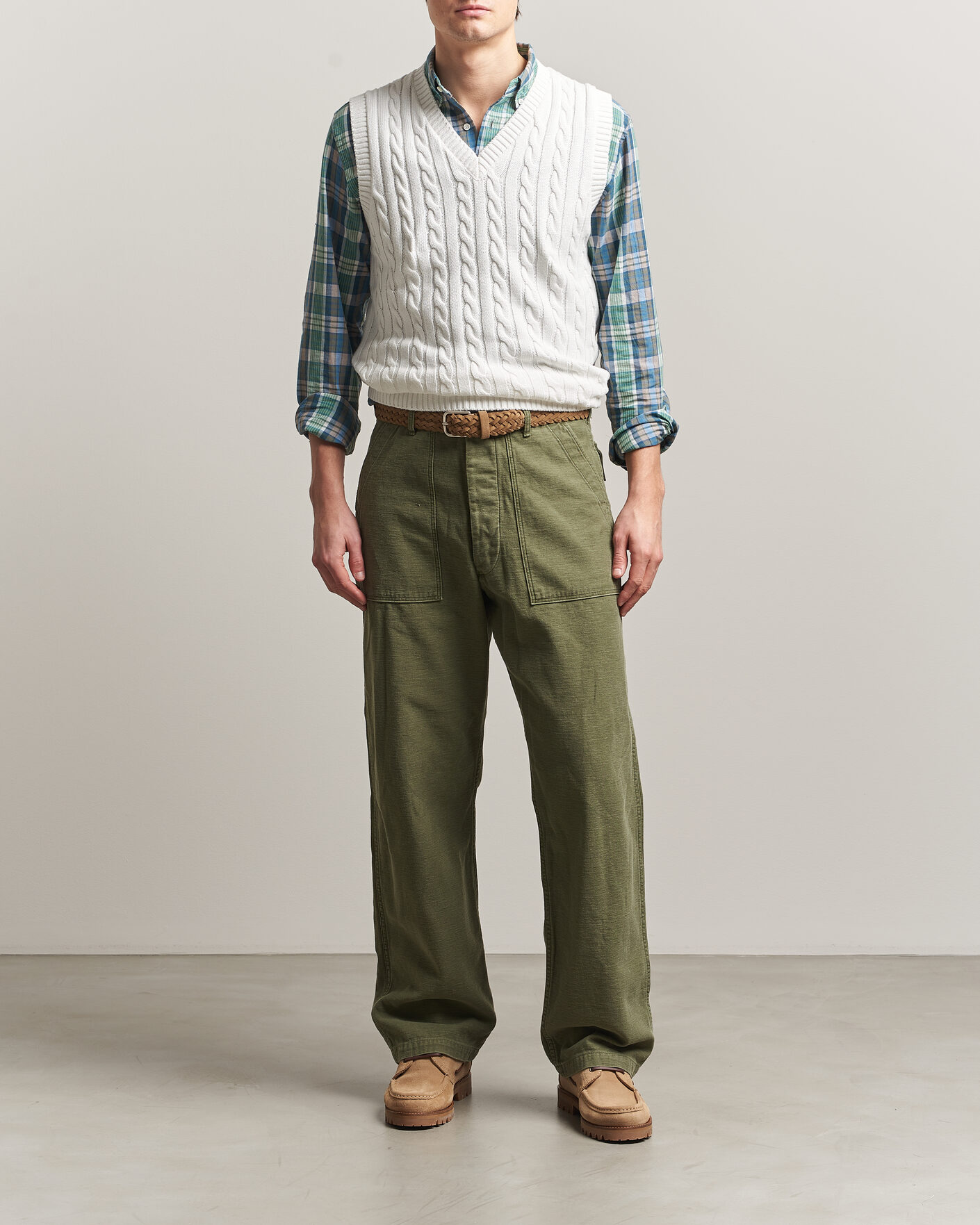 Herre | Trøjer | BEAMS PLUS | Cable Knit Vest White