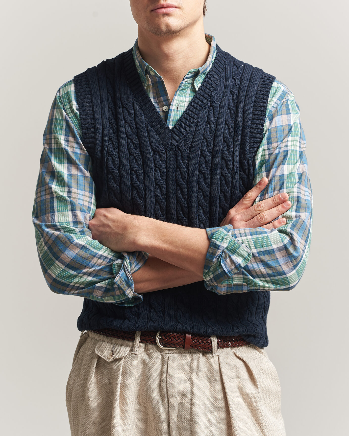 Herre | Trøjer | BEAMS PLUS | Cable Knit Vest Navy