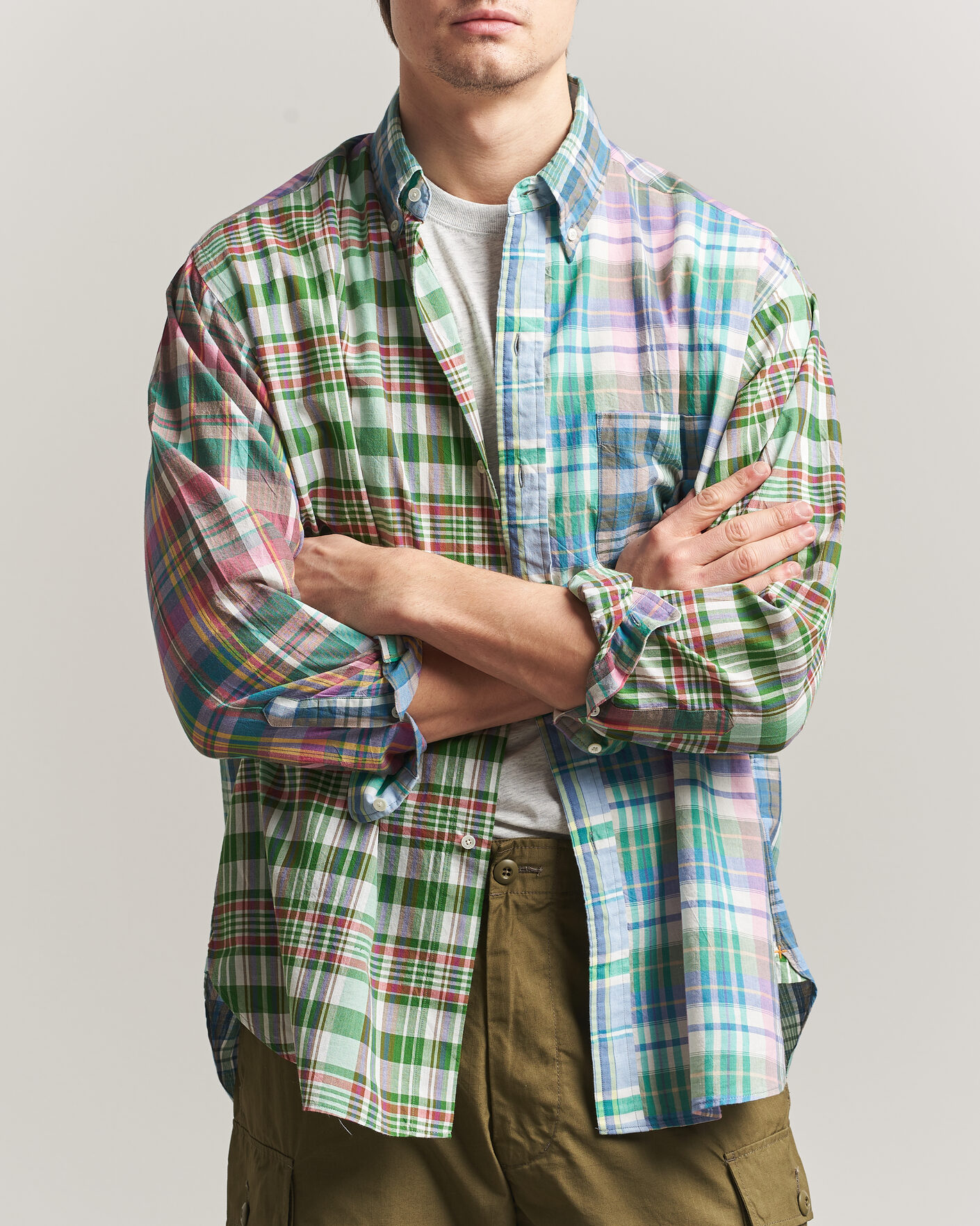 Herre | Skjorter | BEAMS PLUS | Patchwork Madras Shirt Multicolour