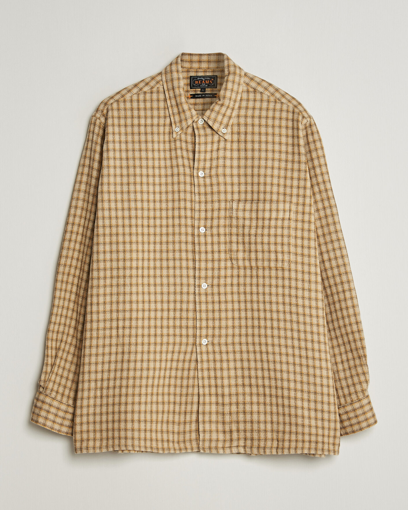 Herre | Skjorter | BEAMS PLUS | Panama Plaid Button Down Shirt Beige