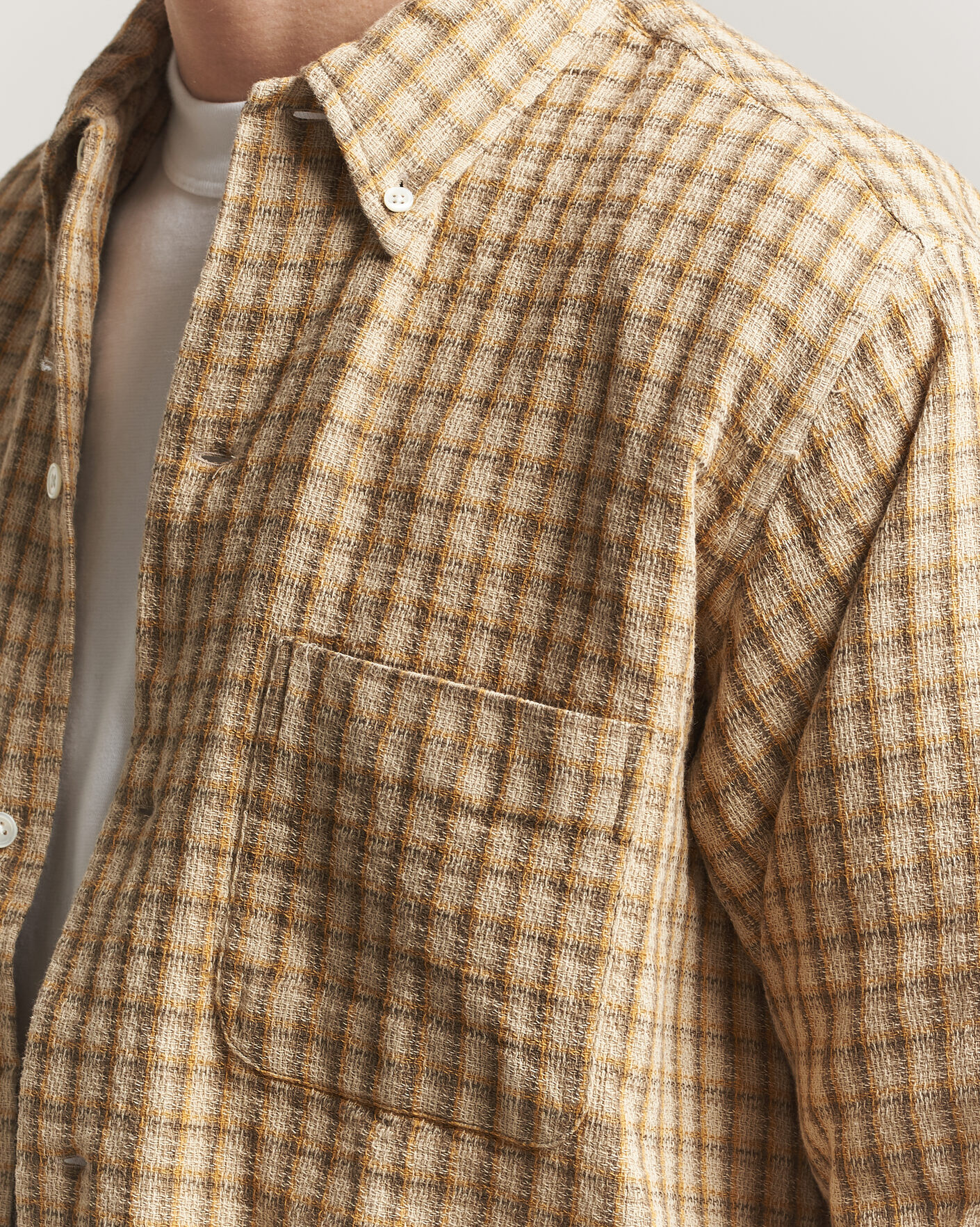 Herre | Skjorter | BEAMS PLUS | Panama Plaid Button Down Shirt Beige